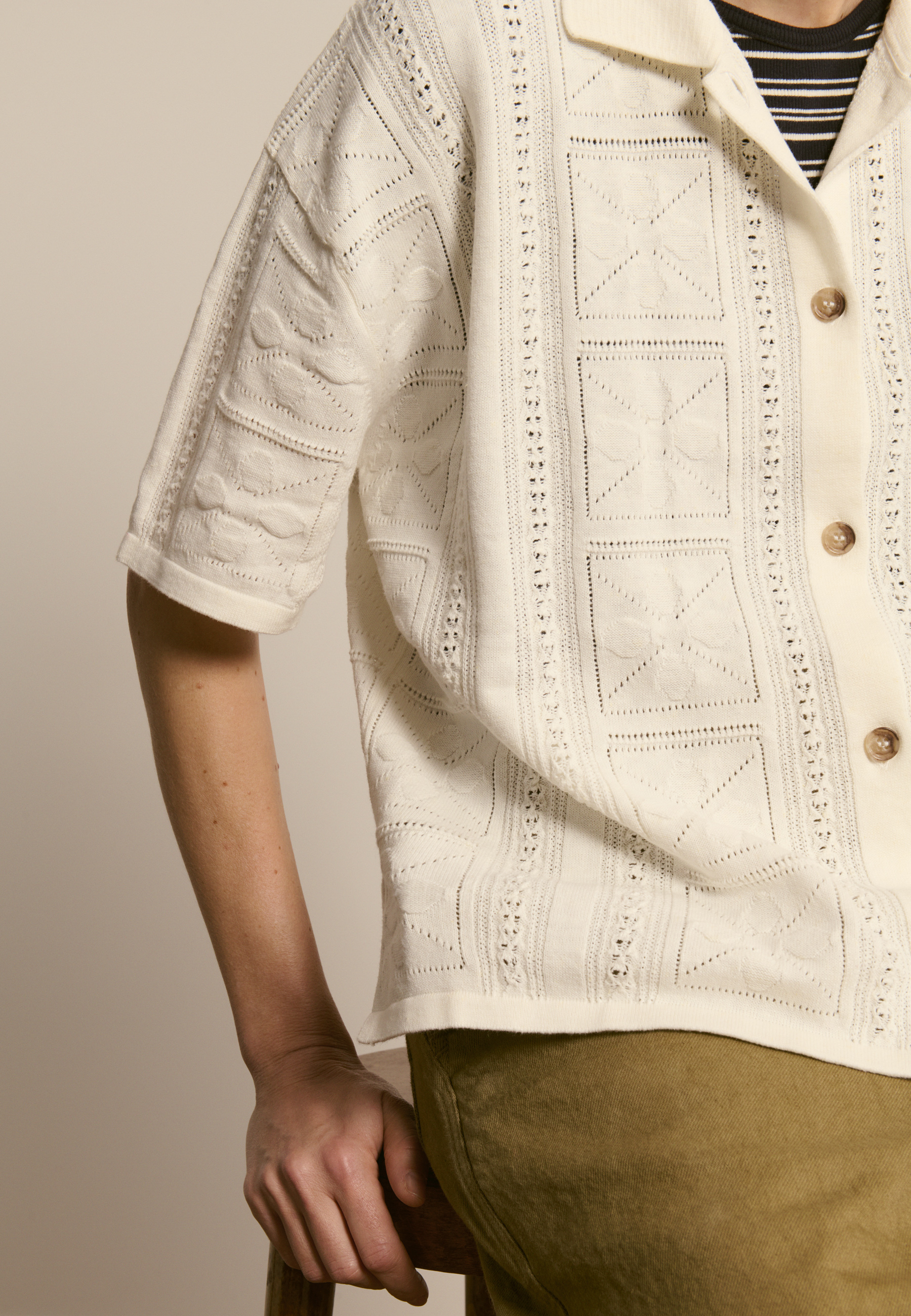 Chemise en coton ajouré MAISON MONTAGUT Blanc