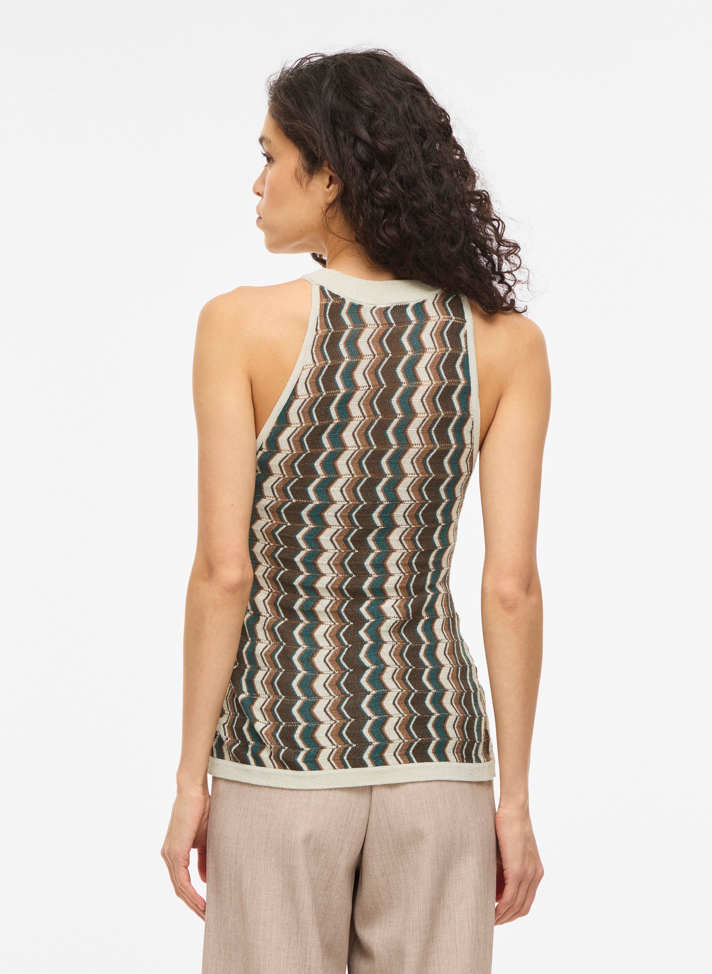 Top derecho de punto estampado VILA Gris