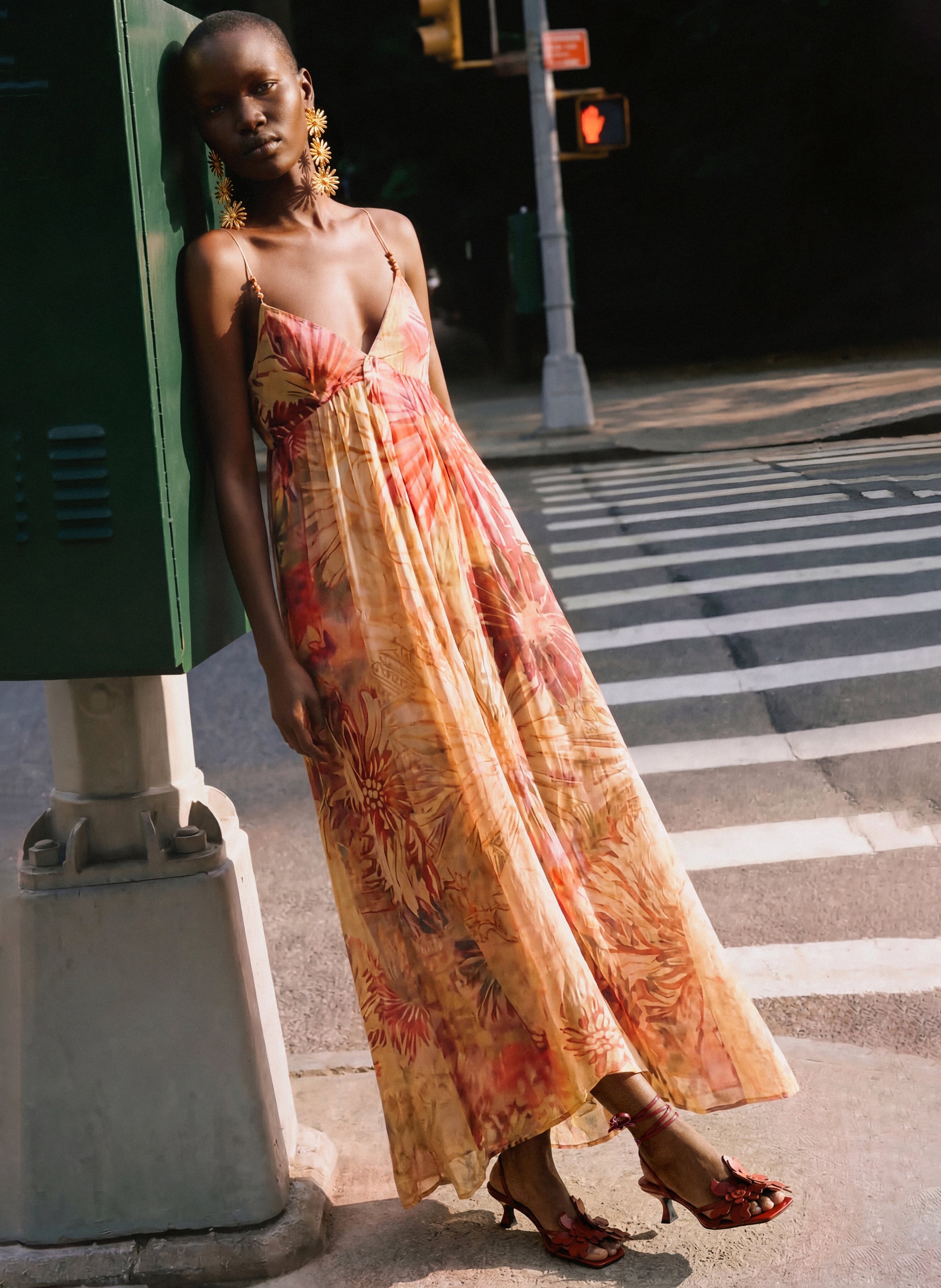 Robe ample imprimée col V DESIGUAL Rouge