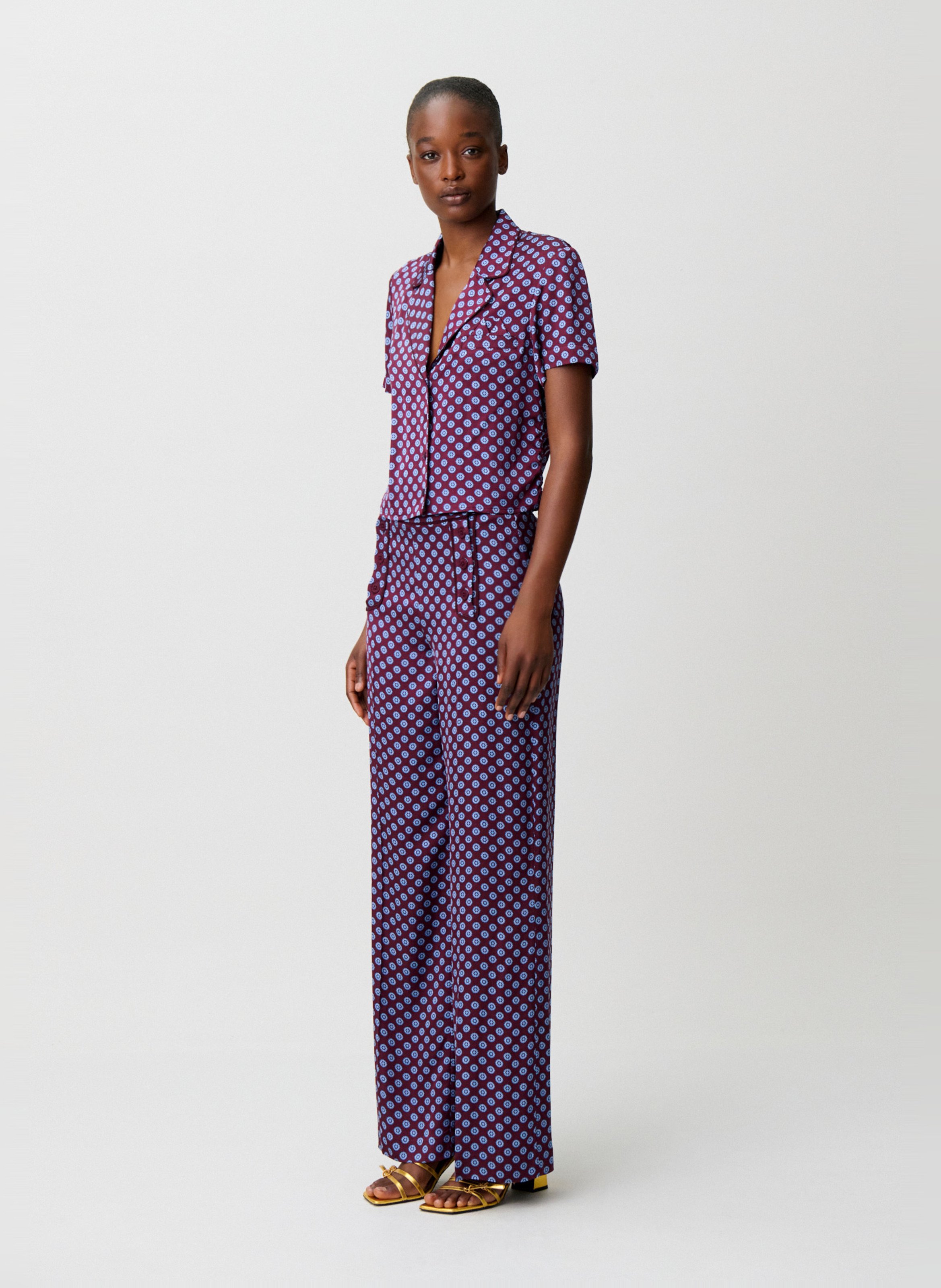 Chemise droite courte imprimée  CLAUDIE PIERLOT Rouge