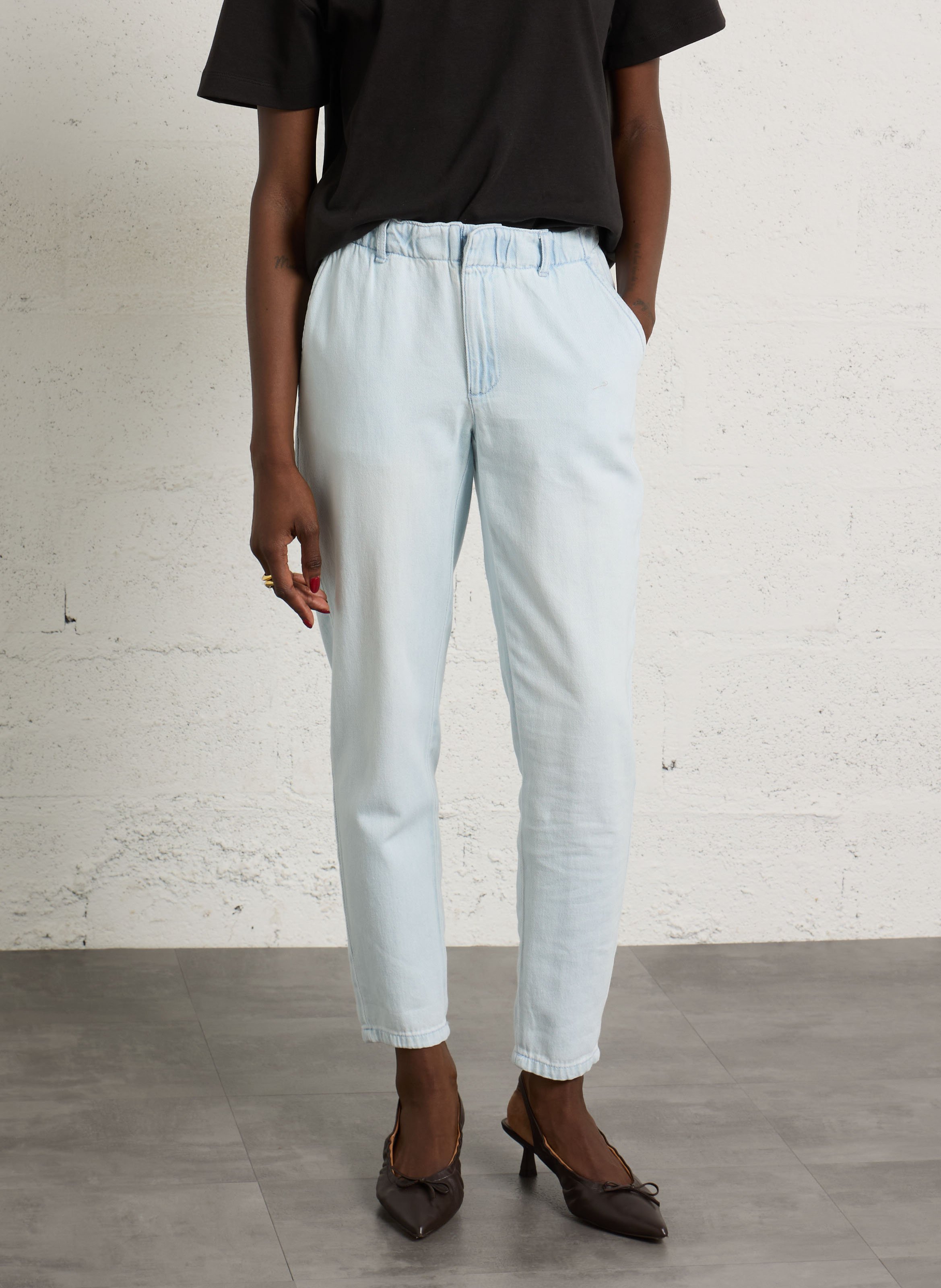 Pantalon carotte taille haute denim MAISON 123