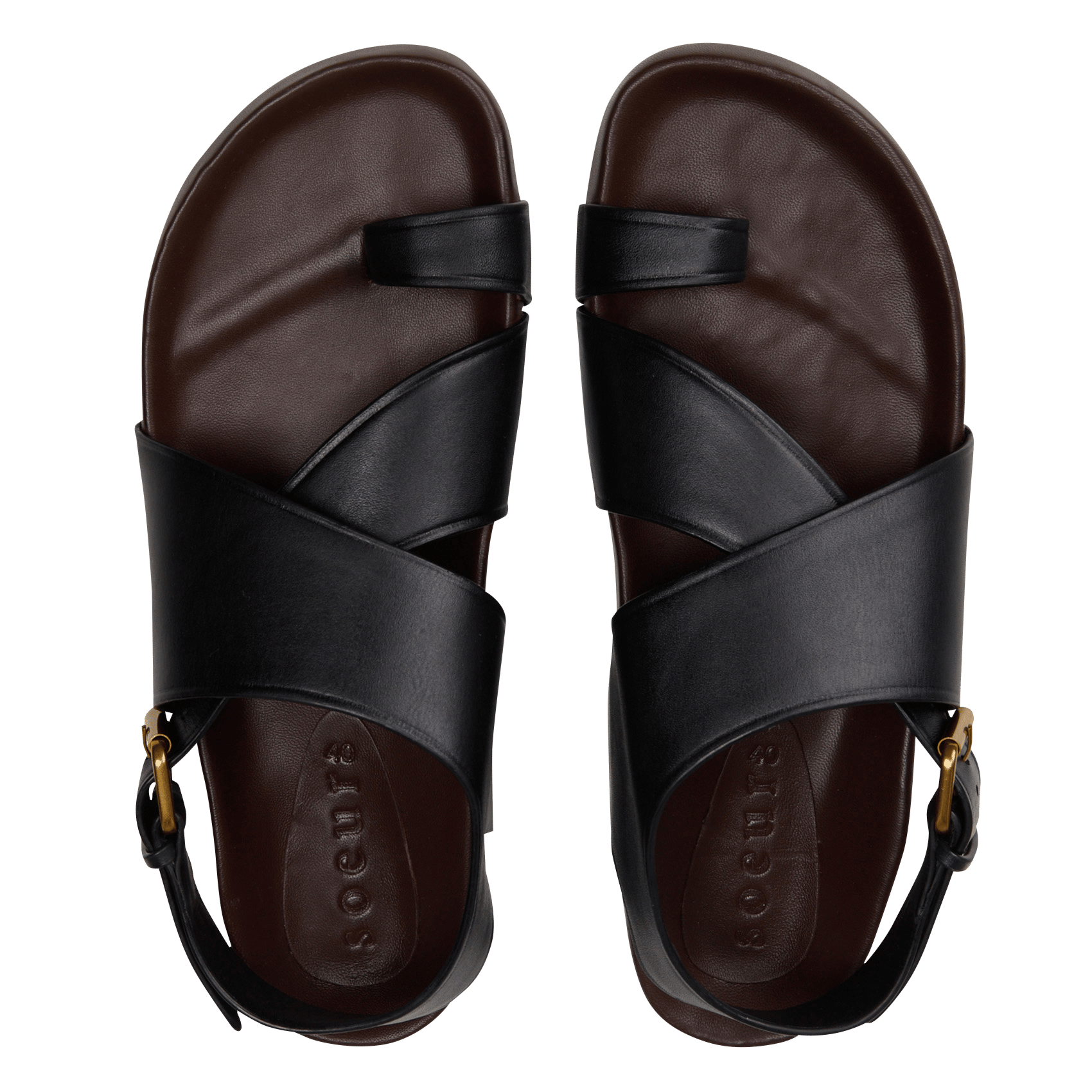Flat leather sandals SOEUR Black
