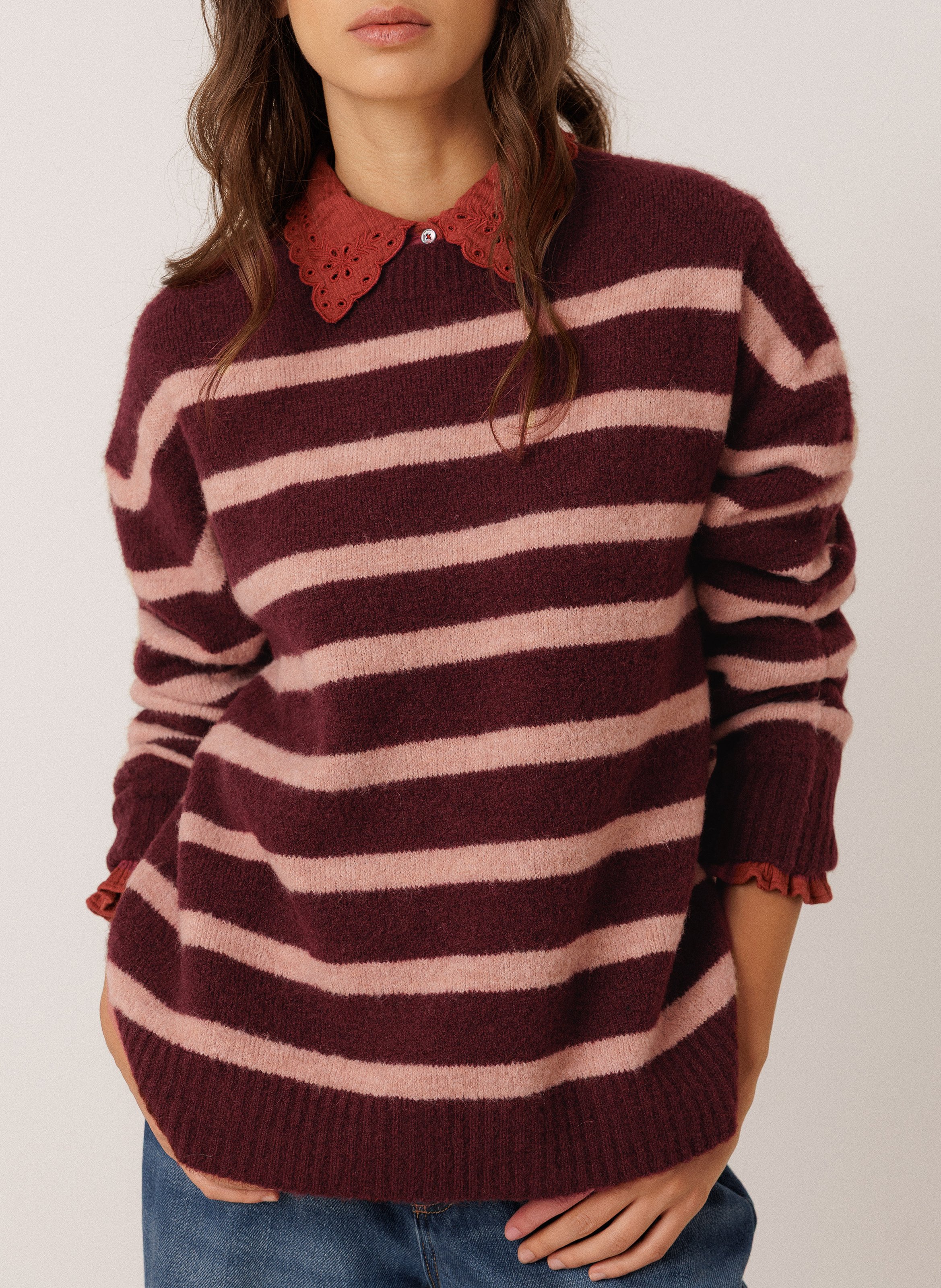 Pull oversize à rayures INDI & COLD Violet
