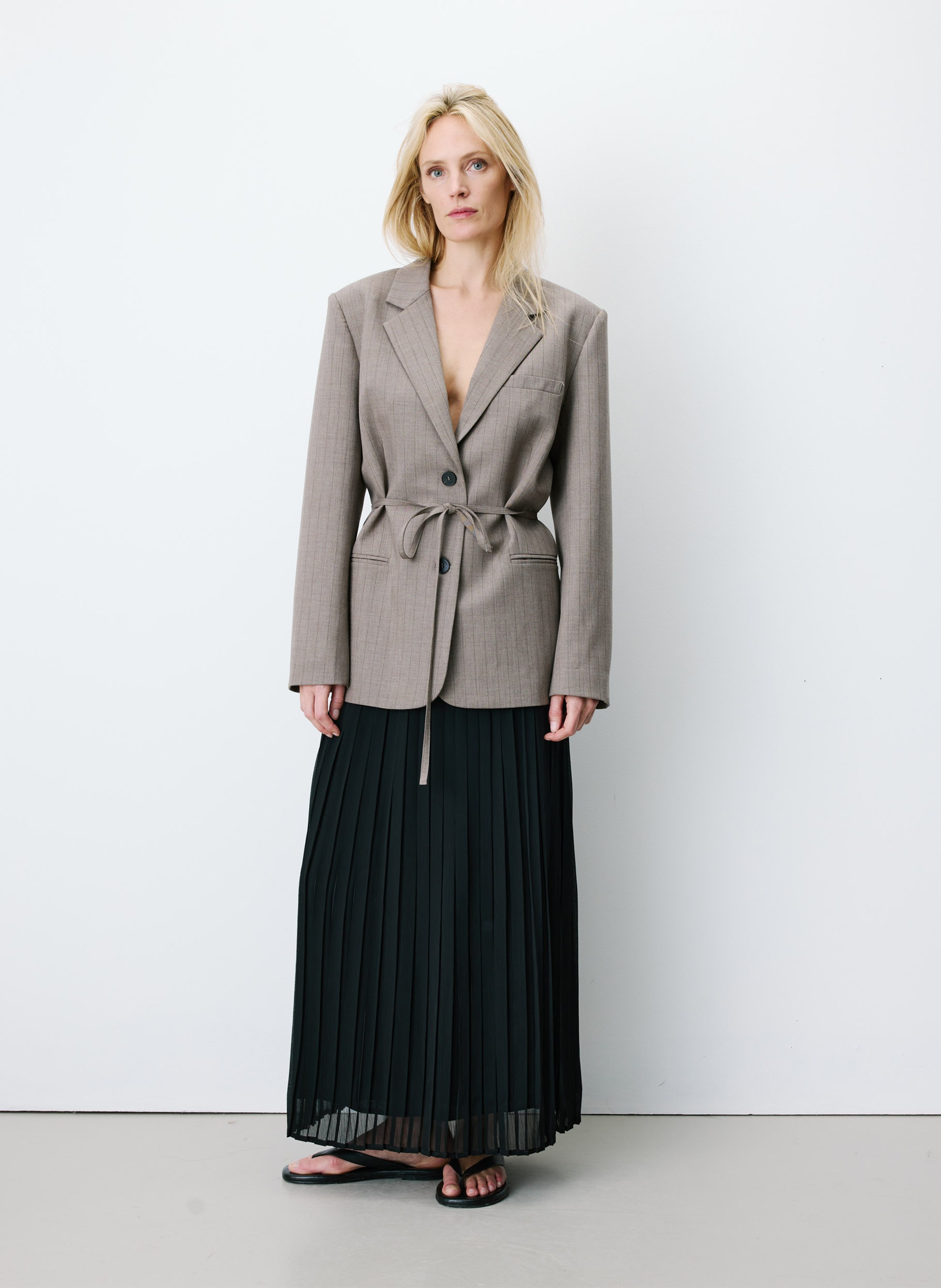 Veste tailleur droite rayée GRACE ET MILA Marron