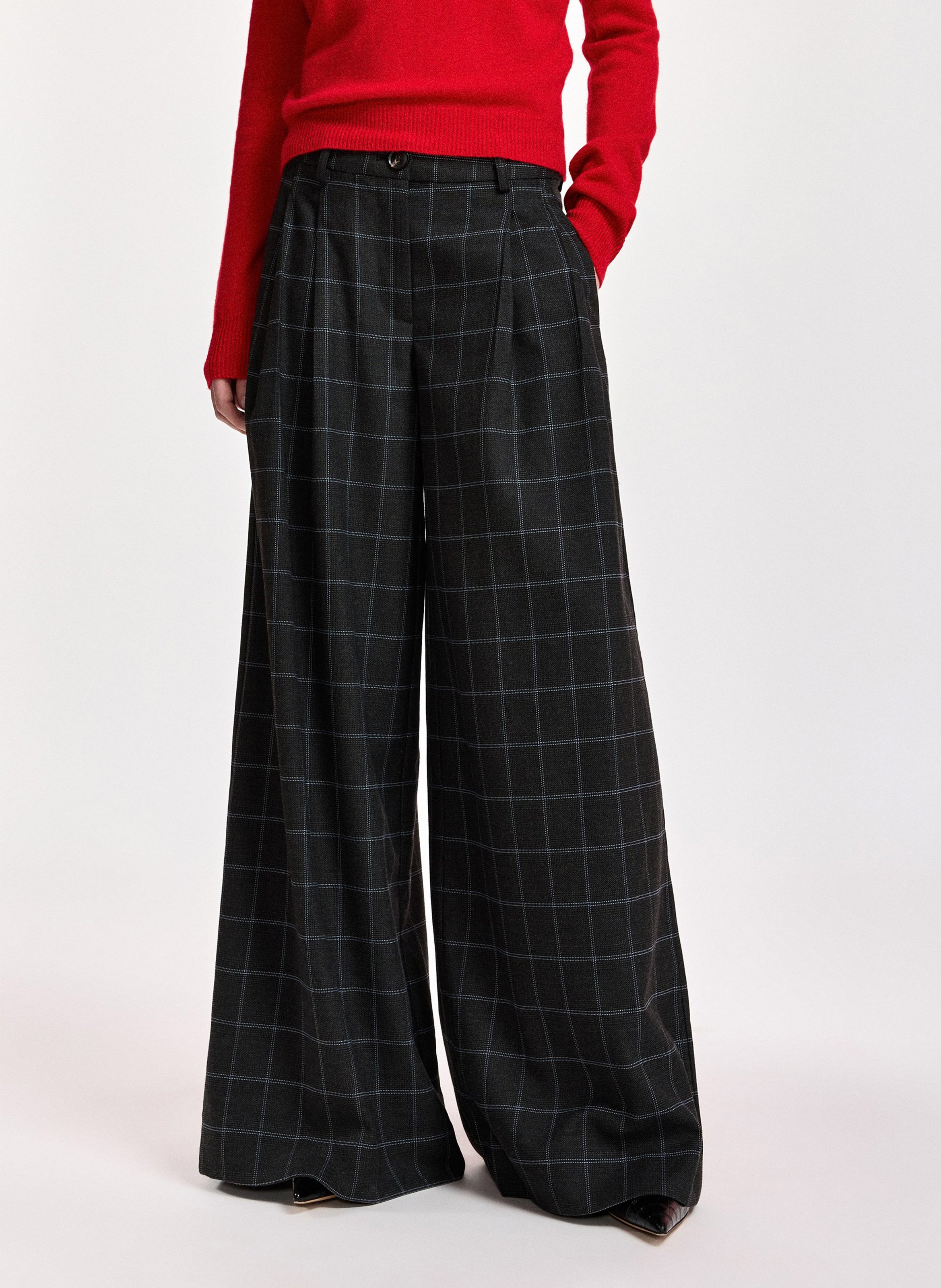 Wide checked pants ESSENTIEL ANTWERP Grey