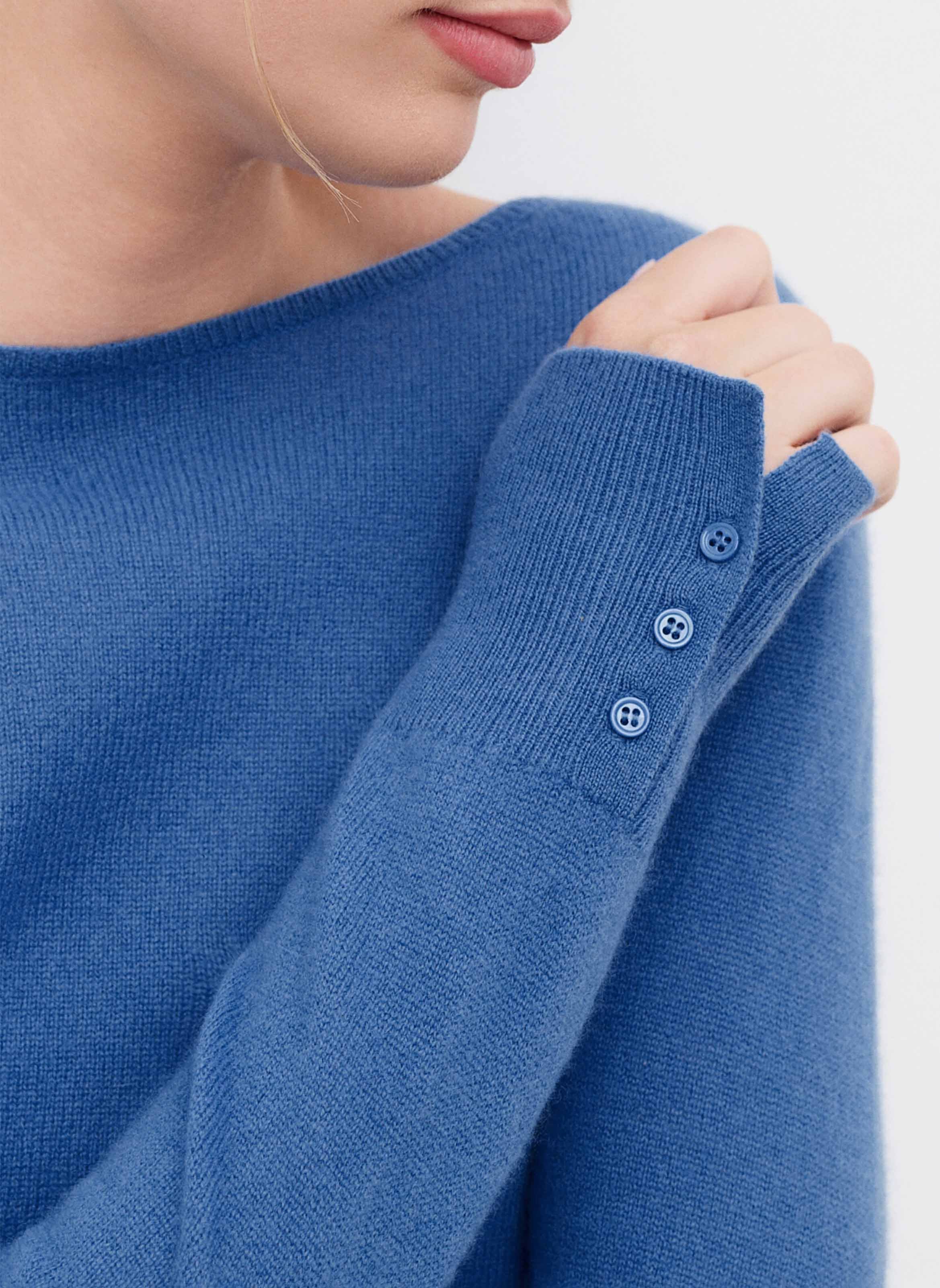Gerade geschnittener Kaschmirpullover mit U-Boot-Ausschnitt CAROLL Blau