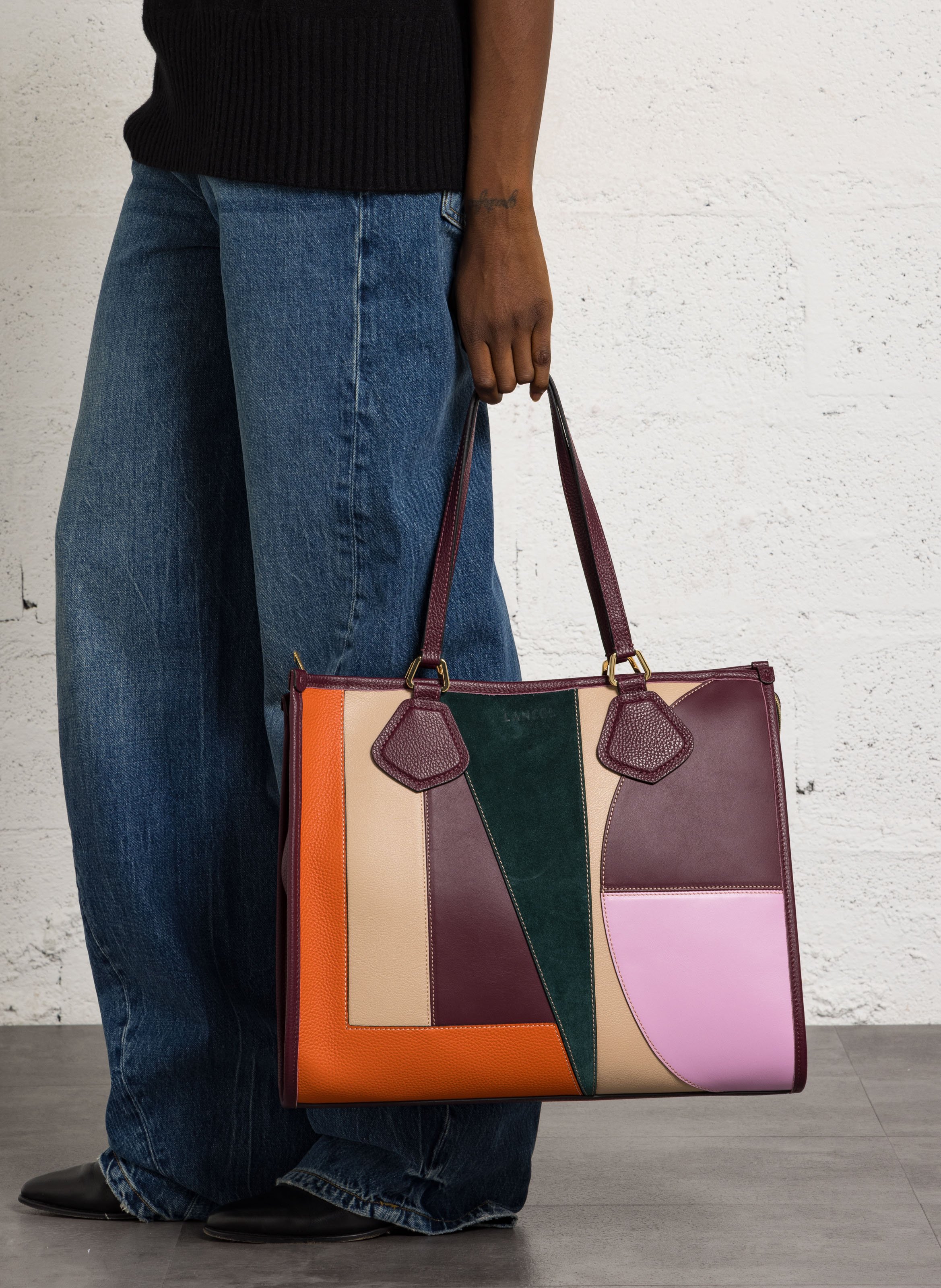 Leather tote bag LANCEL Green