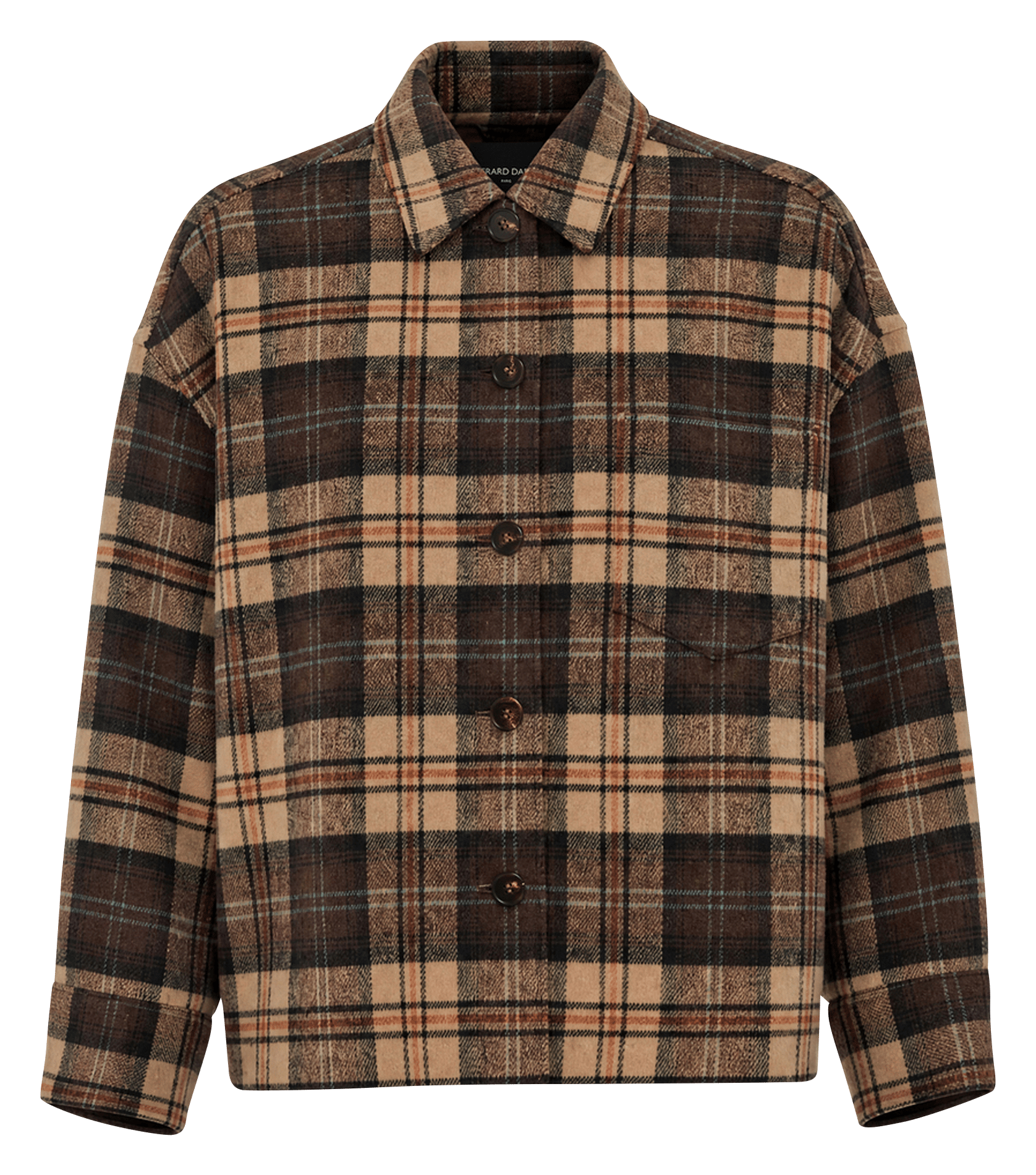 Straight classic collar checkered wool blend overshirt GERARD DAREL Brown