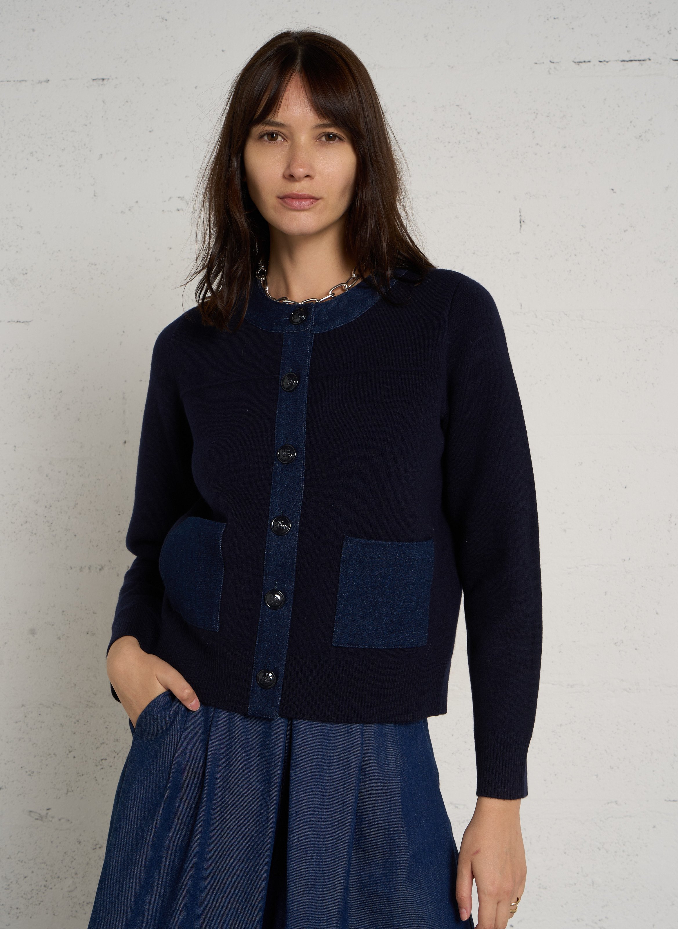 Rechte jas van gemengde wol MAISON 123 Blauw