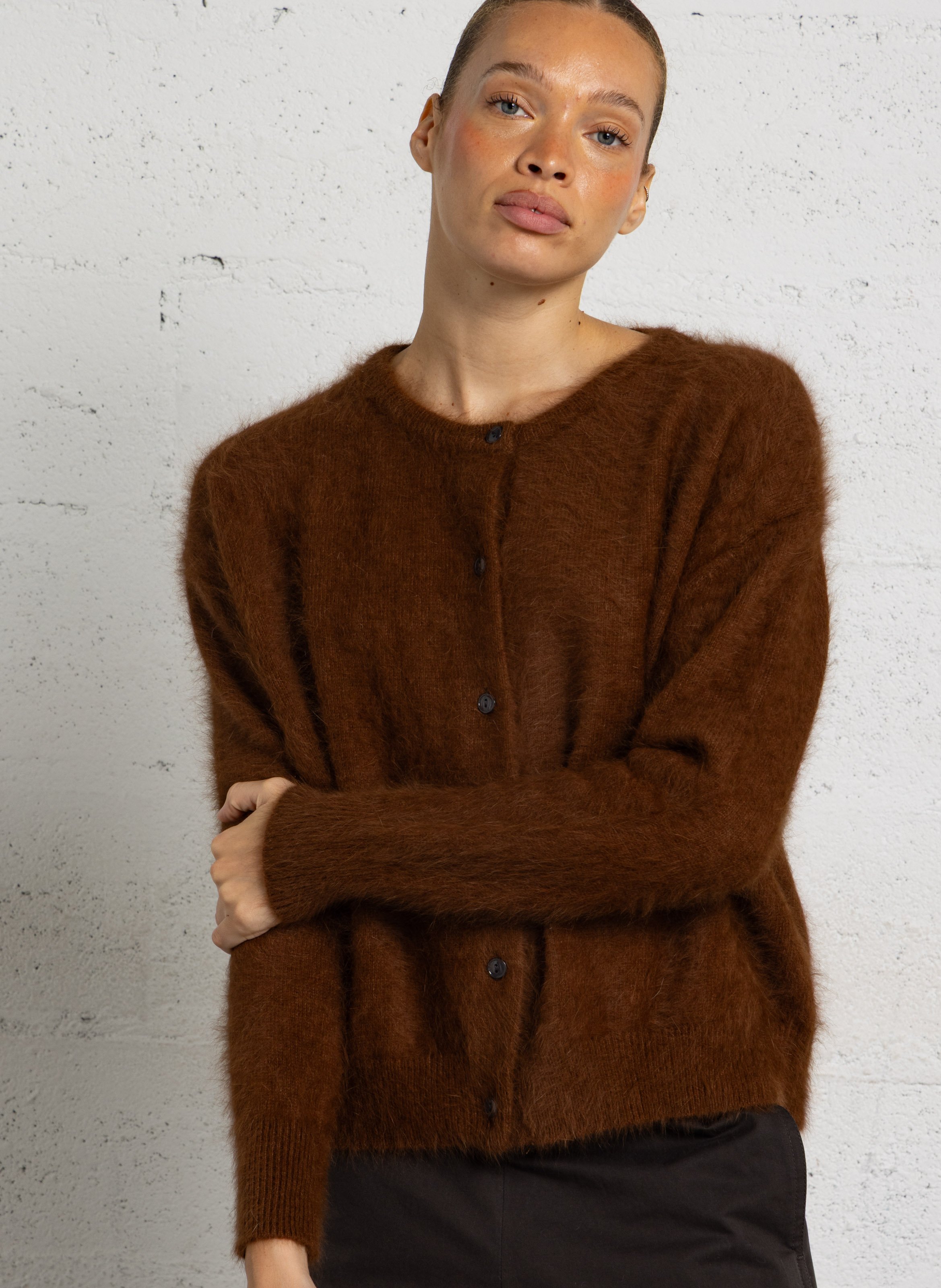 Oversized cardigan in blended angora BELLEROSE Brown