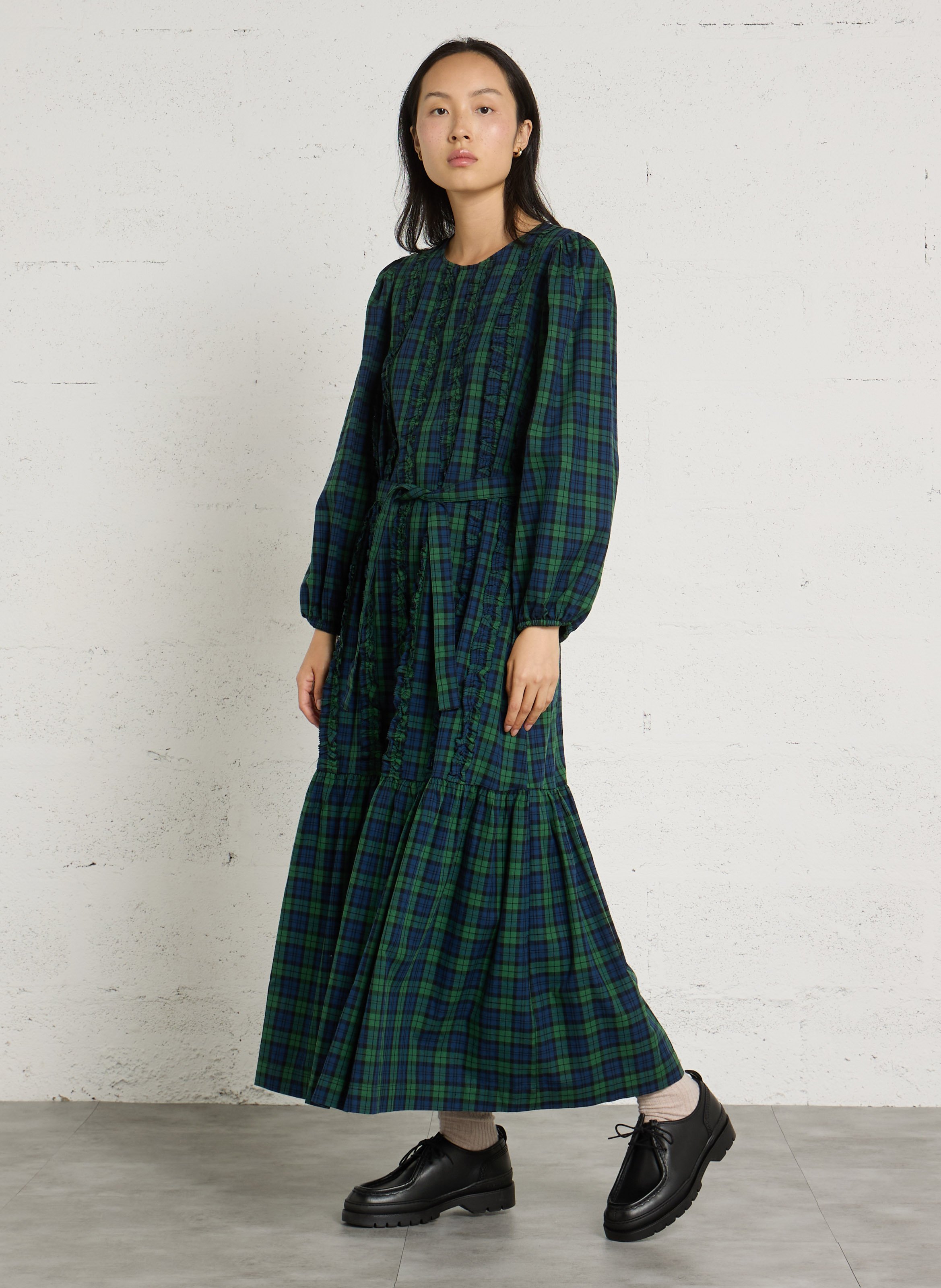 Robe longue col rond en coton THE TINY BIG SISTER Bleu