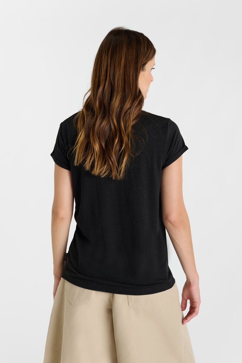 Plain printed V-neck T-shirt LE TEMPS DES CERISES Black