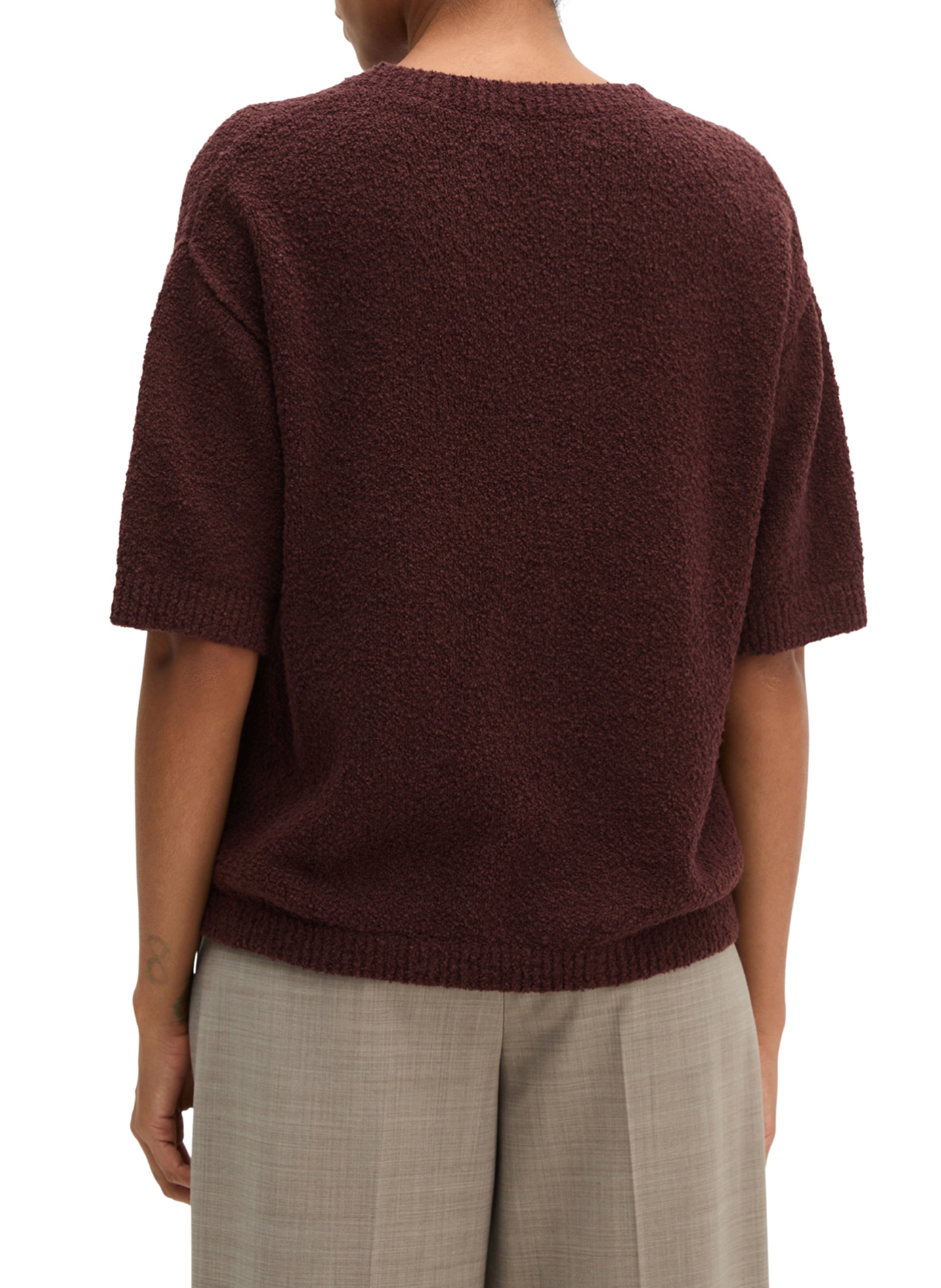 Gerade geschnittener Pullover mit kurzen Ärmeln aus Baumwollmix MARC O'POLO Rot