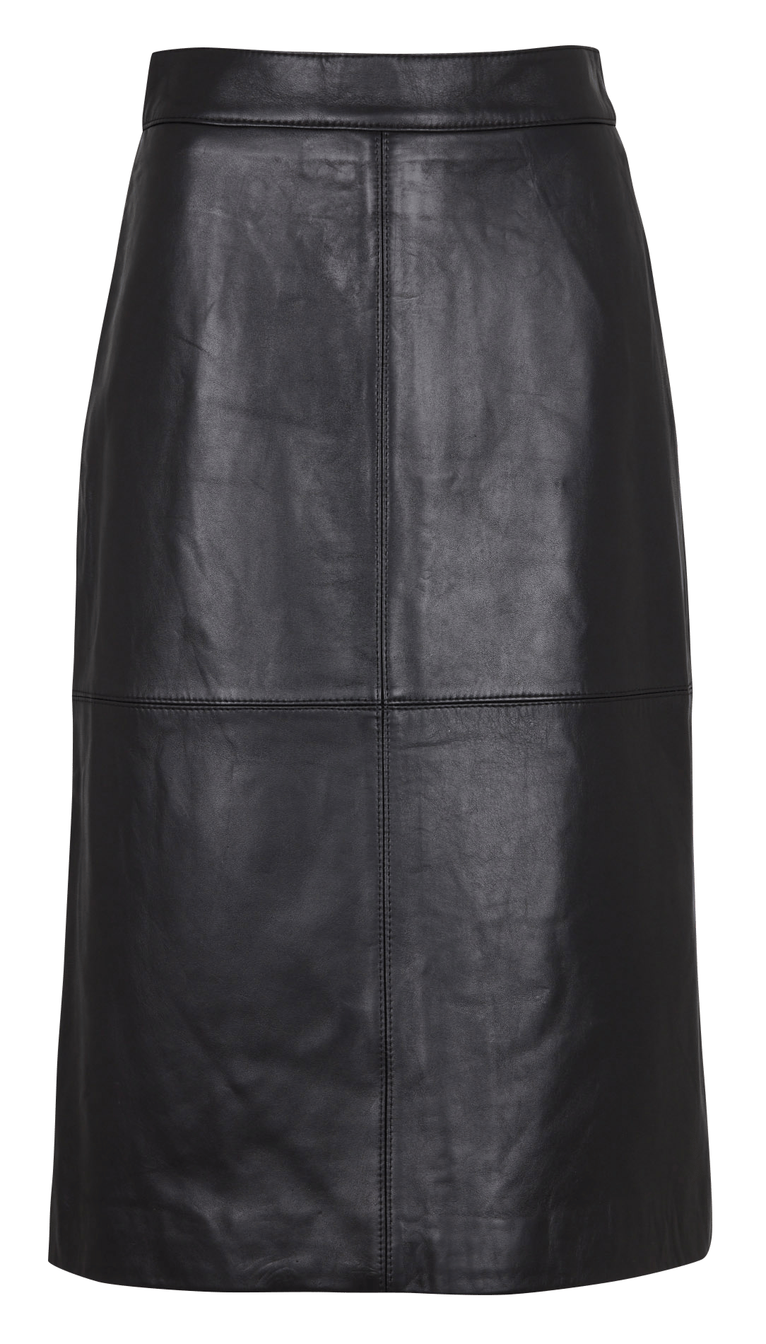 Halflange gerende leren rok MAISON 123 Zwart