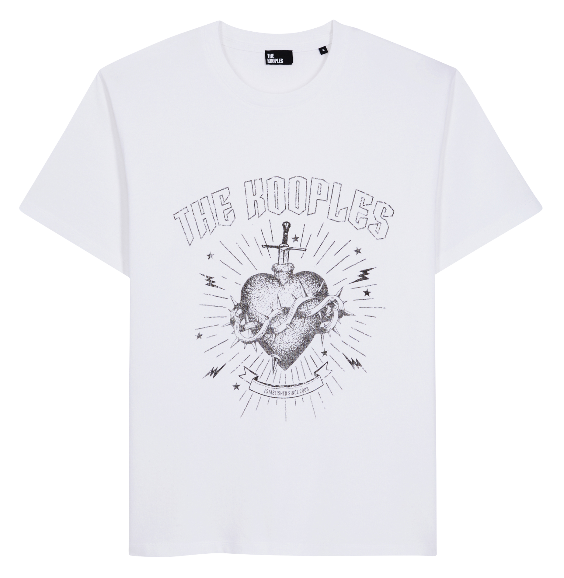 Recht, katoenen T-shirt met ronde hals en zeefdruk THE KOOPLES Wit