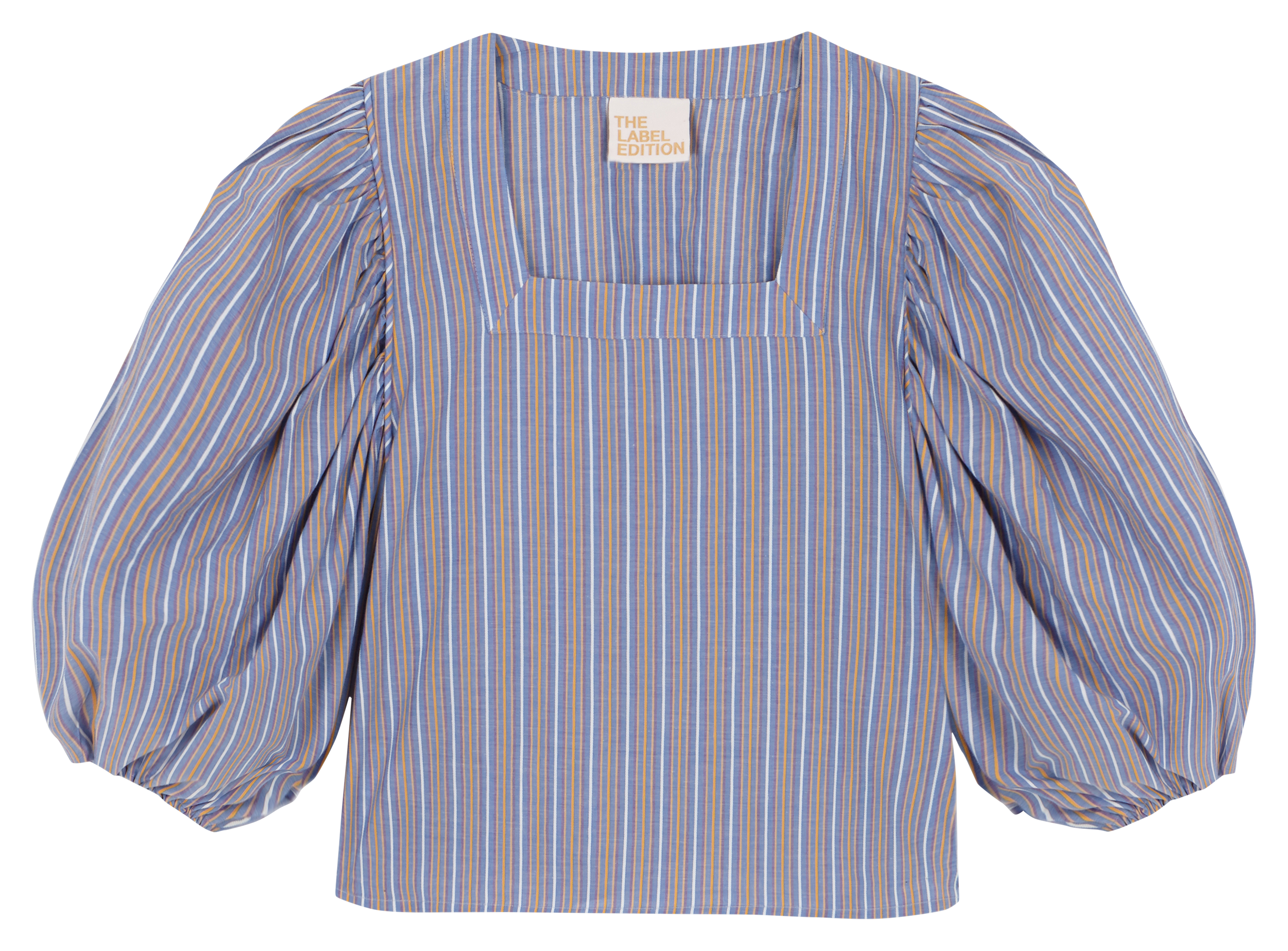 Striped cotton square-neck top THE LABEL EDITION Blue