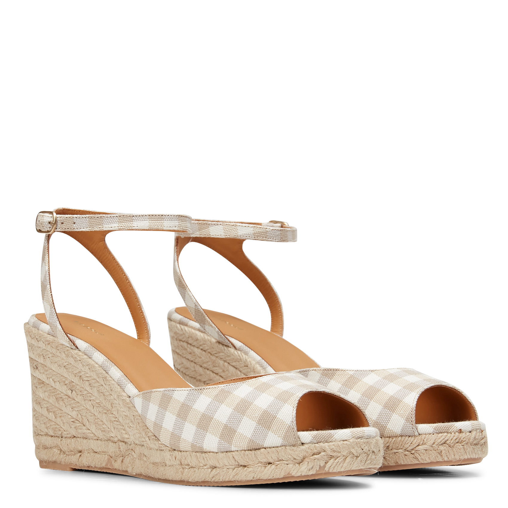 Sandales compensées en cuir imprimé RIVECOUR Beige