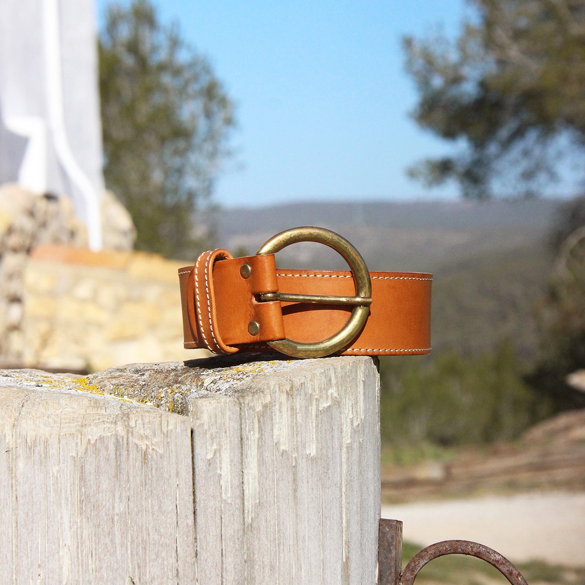 Ceinture bohème cuir lisse JULES & JENN Marron