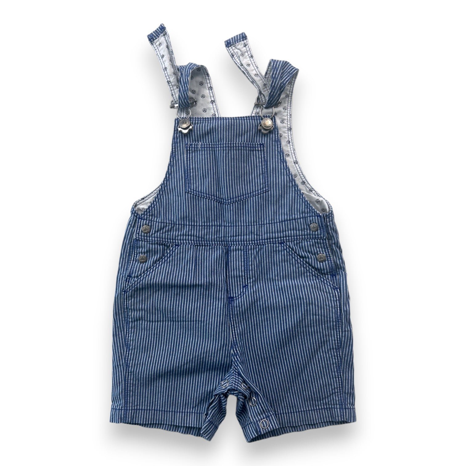 Blue baby overalls - 12 months PETIT BATEAU - Seconde Main Blue