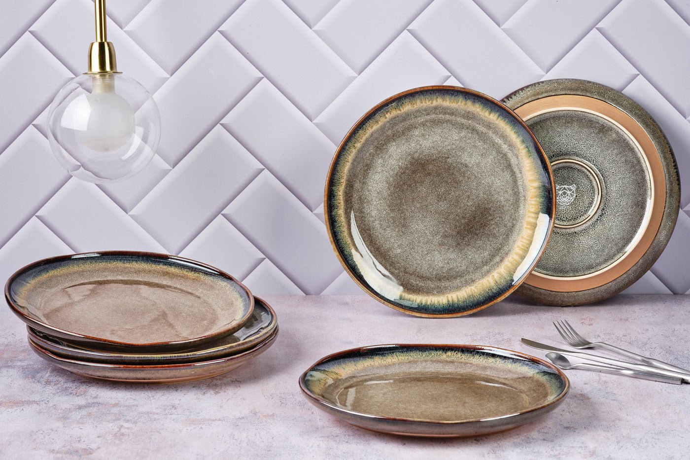 Stoneware plate - 6 pieces BJORN Brown