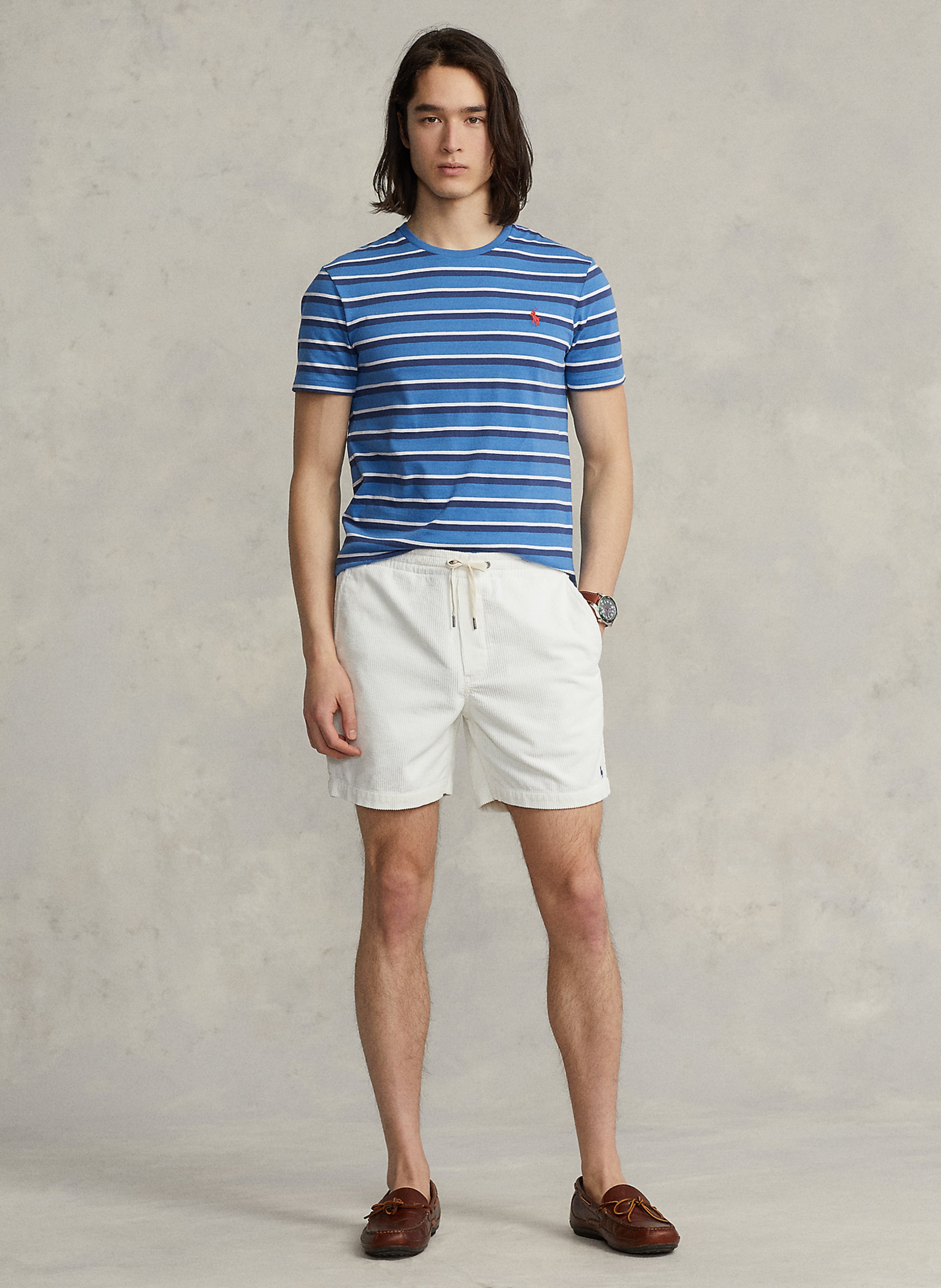 Ribbed cotton straight shorts POLO RALPH LAUREN White