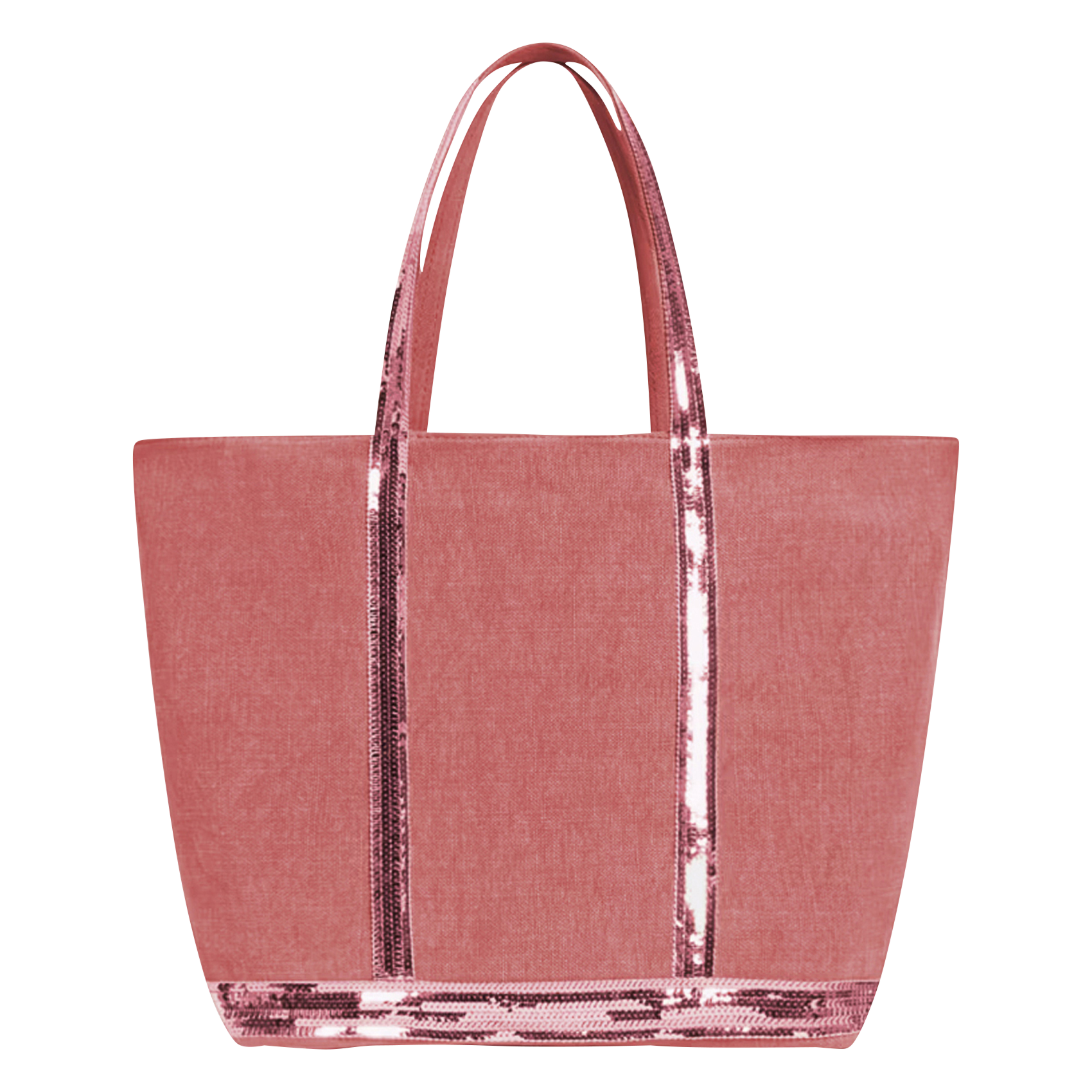 Sequin-embroidered linen tote bag Grenat Vanessa Bruno