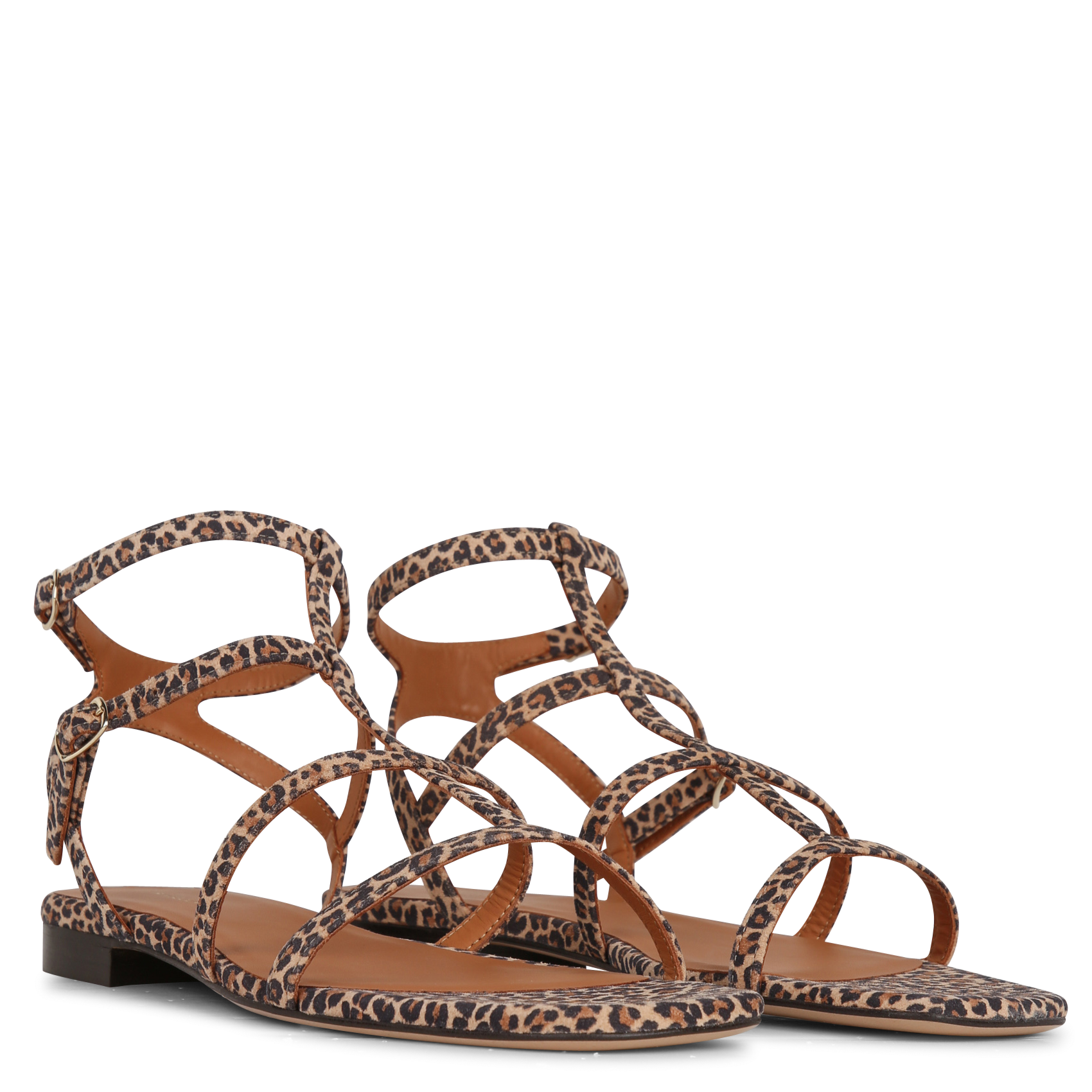 Sandales plates en cuir imprimé RIVECOUR Multicolore