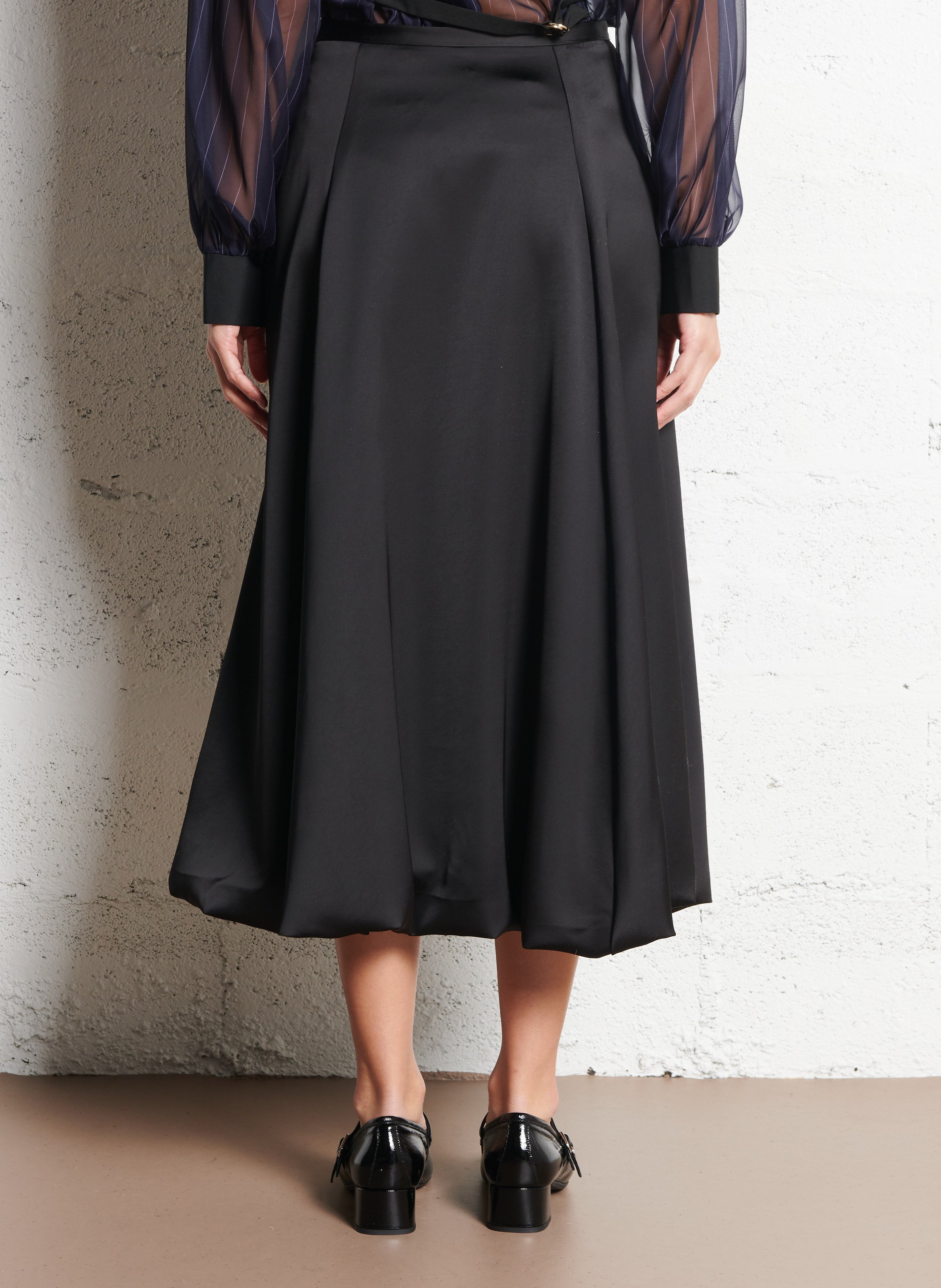 Jupe midi ample satinée IMPERIAL Noir