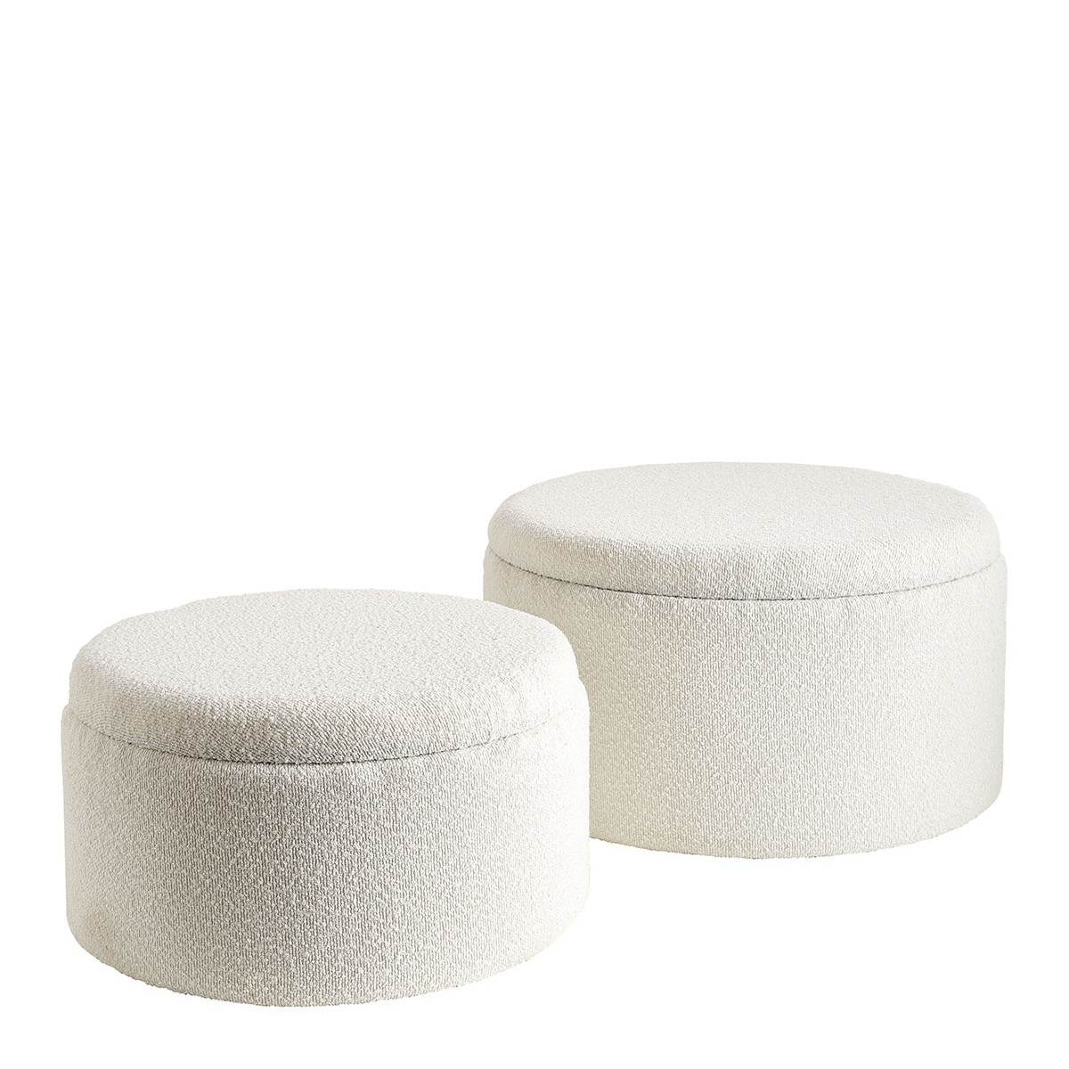 Set de 2 poufs rila en bouclette - crème BLANC D'IVOIRE Blanc