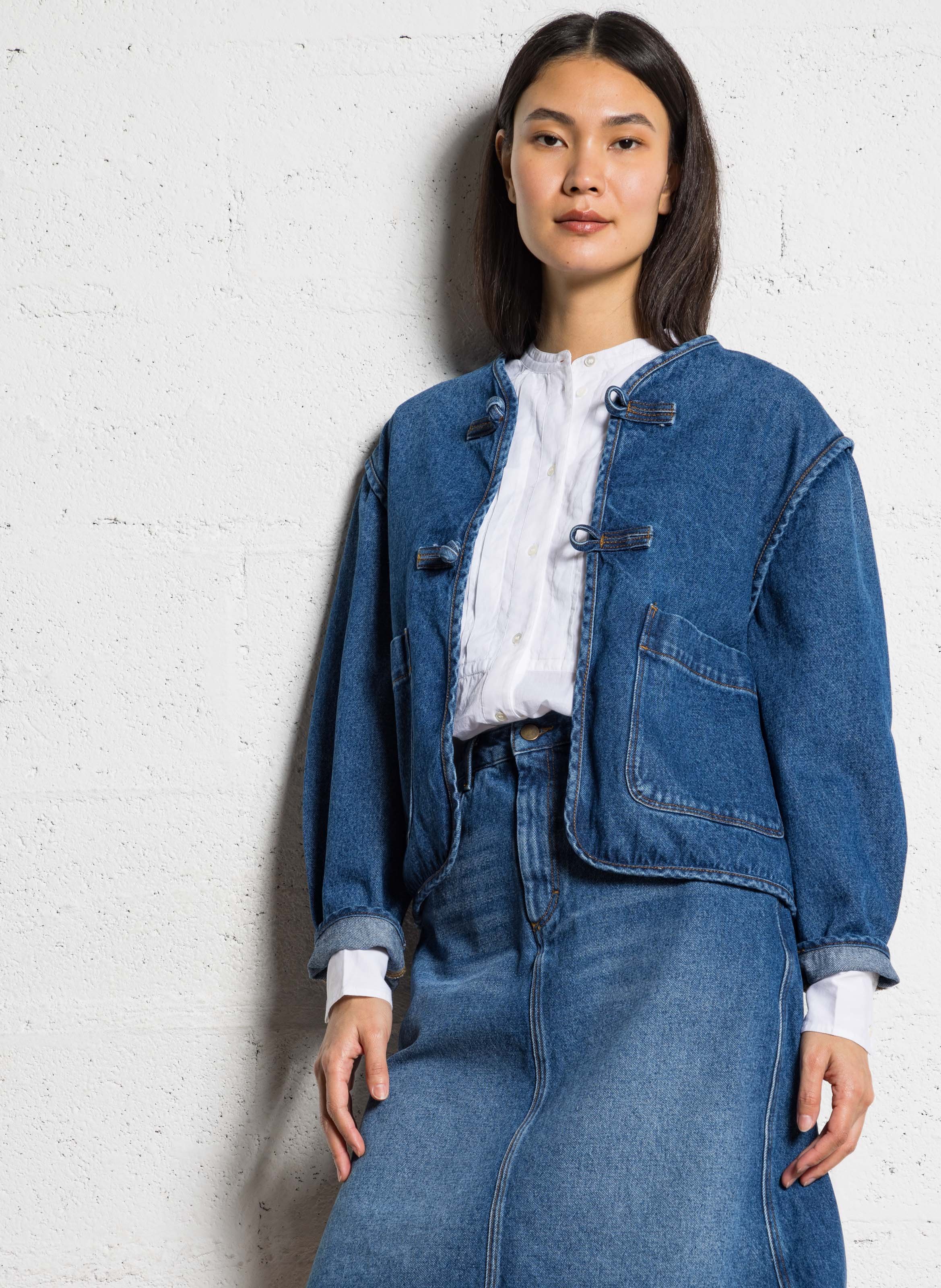 Veste droite en coton SOEUR Bleu