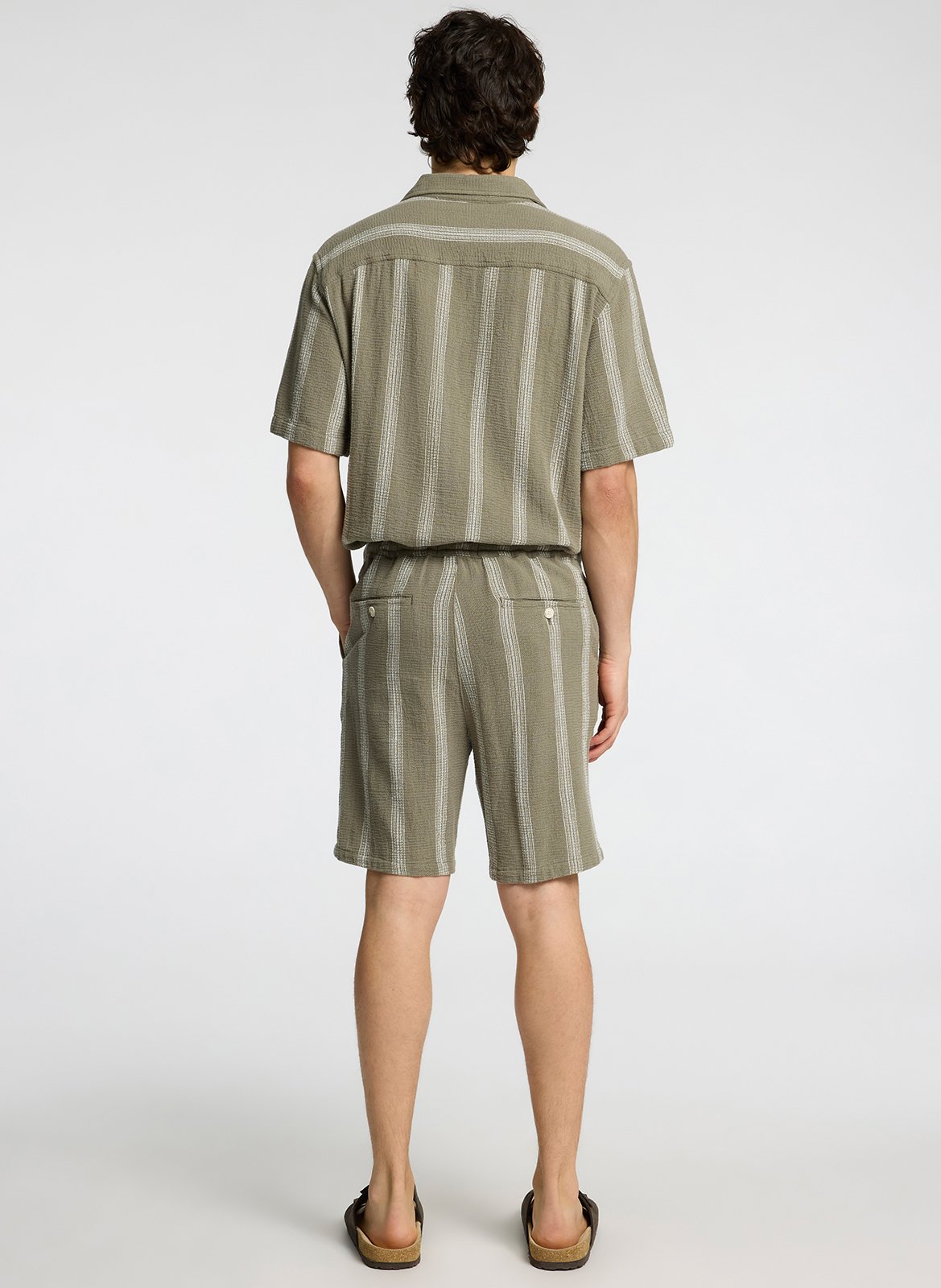 Striped short in organic cotton Grey