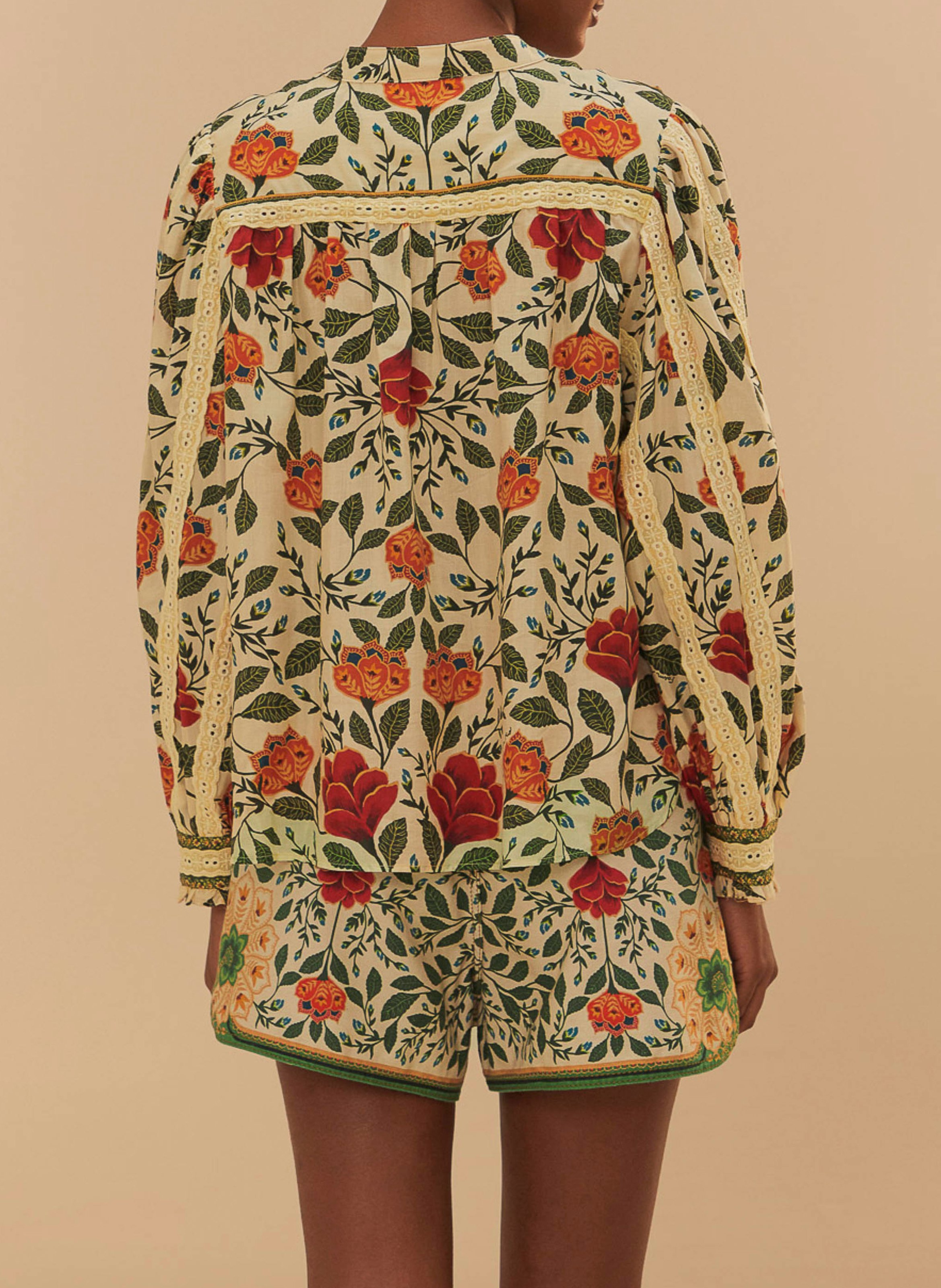 Top met geborduurde print FARM RIO Groen