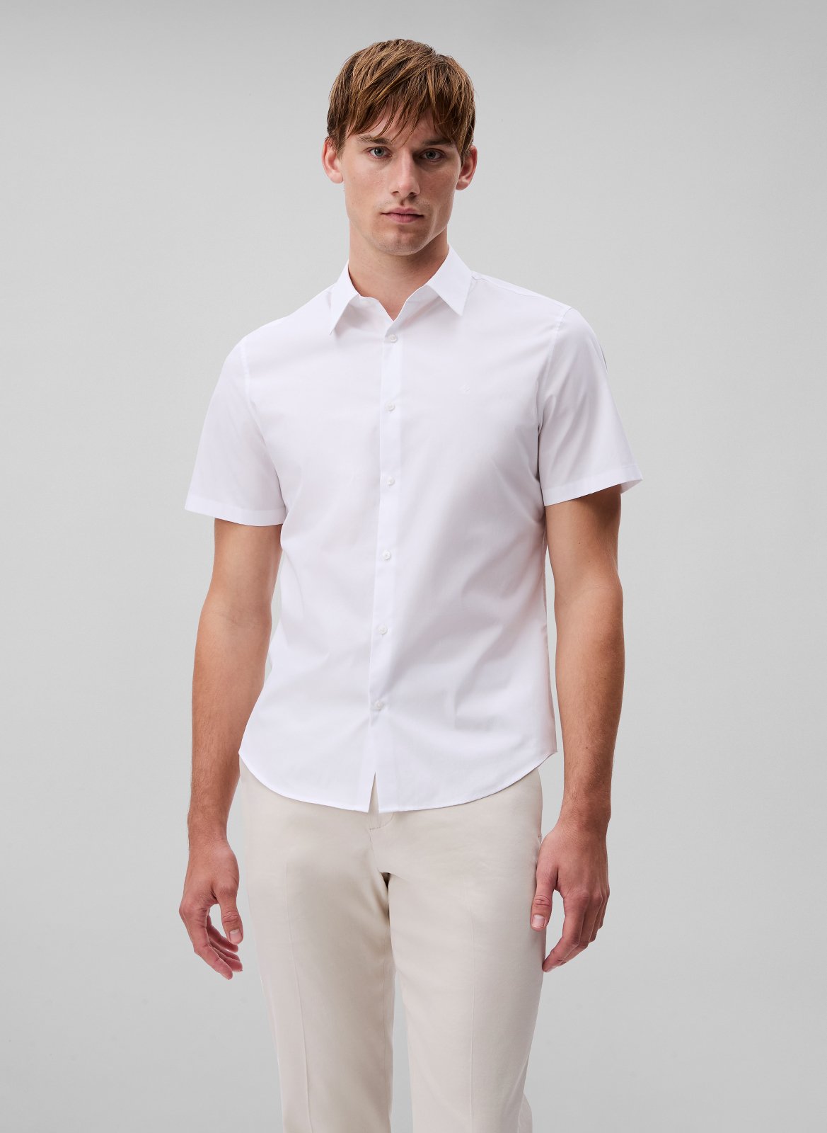 Cotton-mix slim-fit shirt CALVIN KLEIN White
