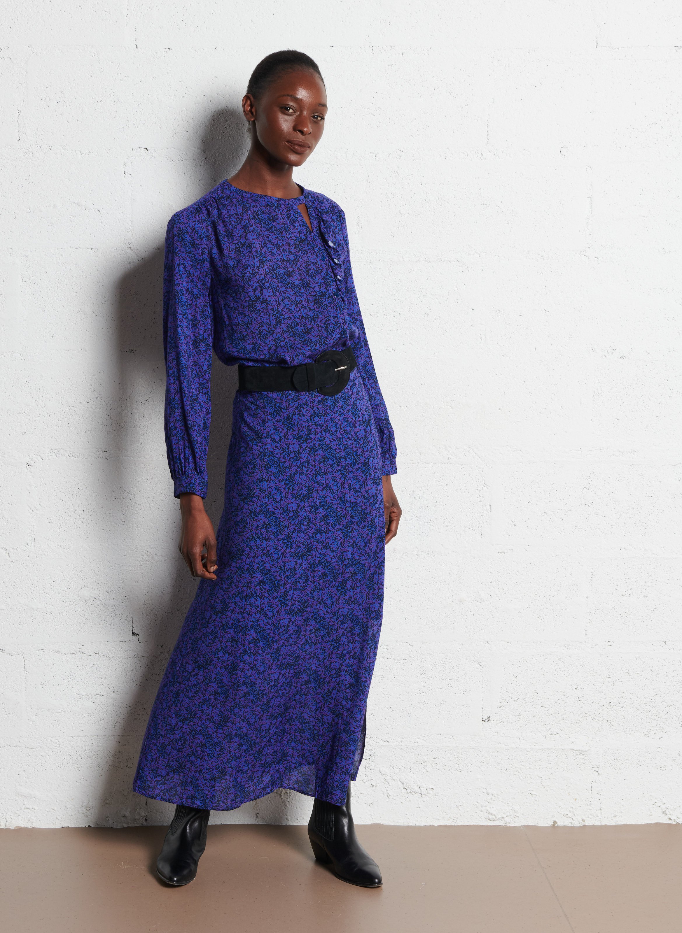 Ceinture large suédée en cuir ONE STEP Noir