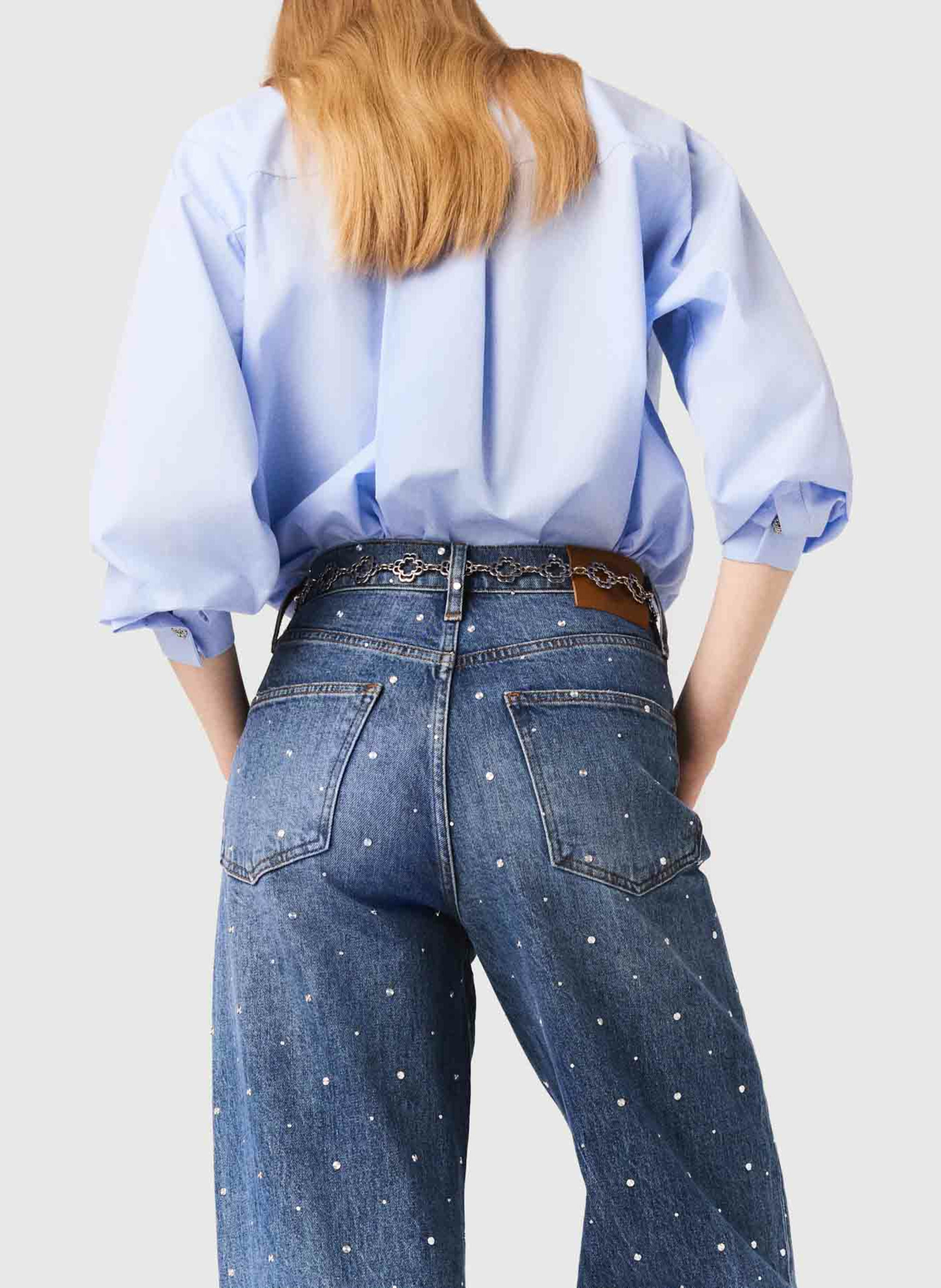 Jean large en coton mélangé MAJE Bleu