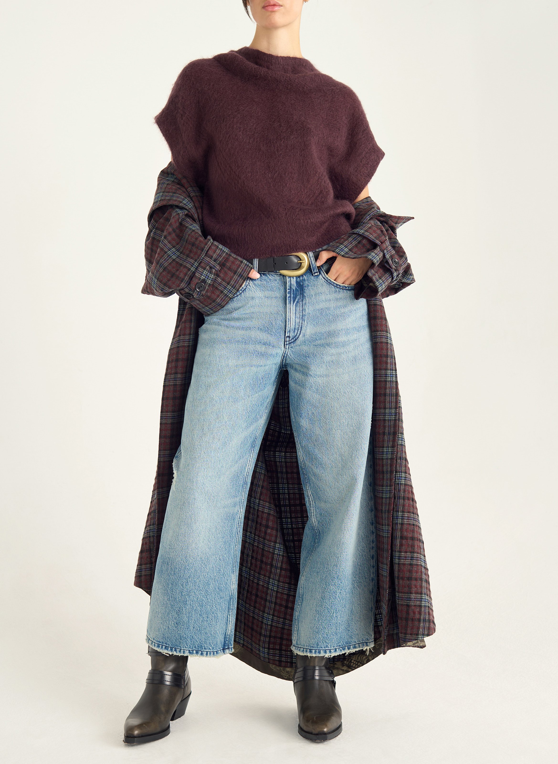 Pull ajusté col montant en laine mélangée COTELAC Violet