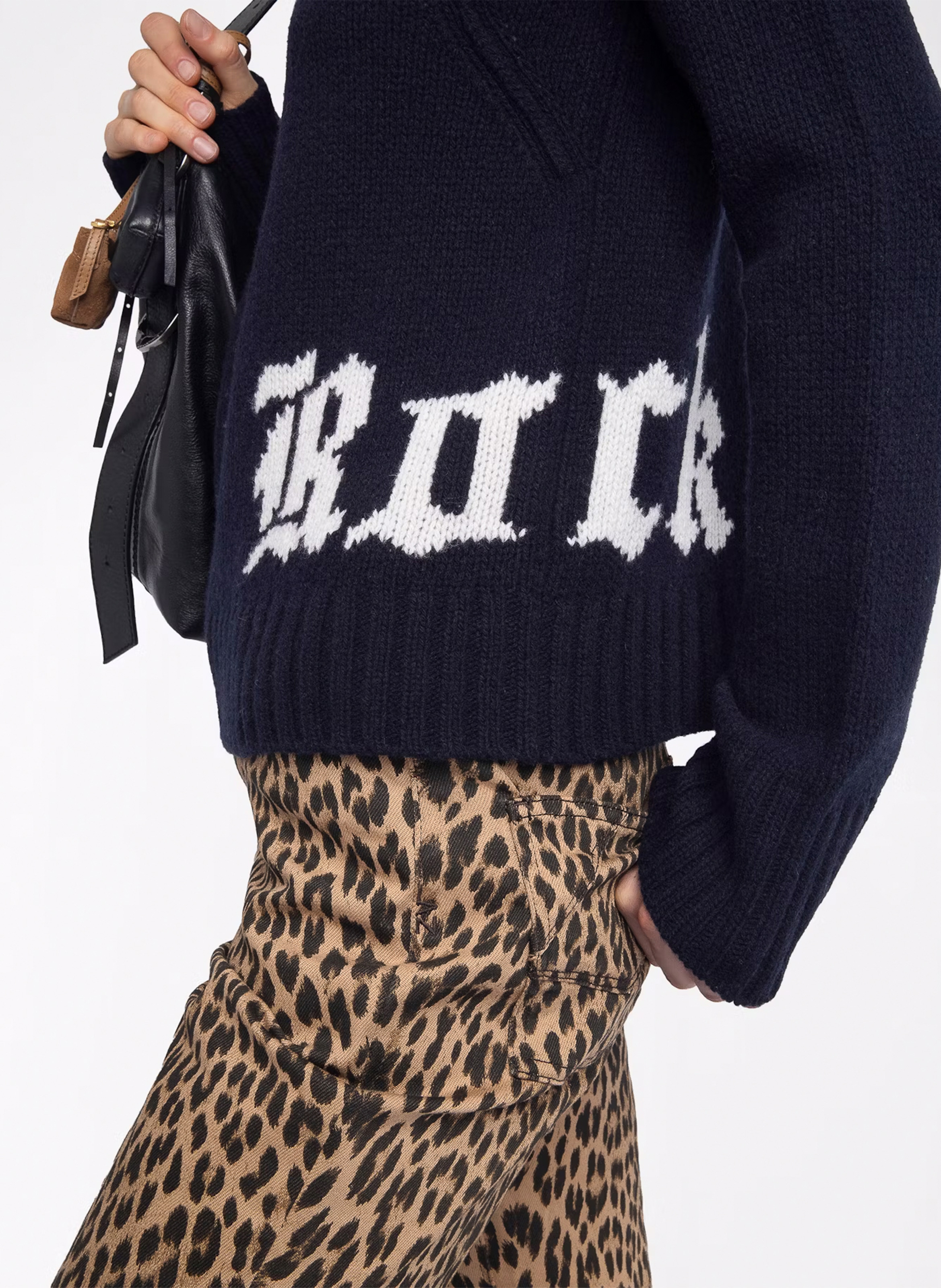 Solid high-neck sweater with wool lettering ZADIG&VOLTAIRE Blue