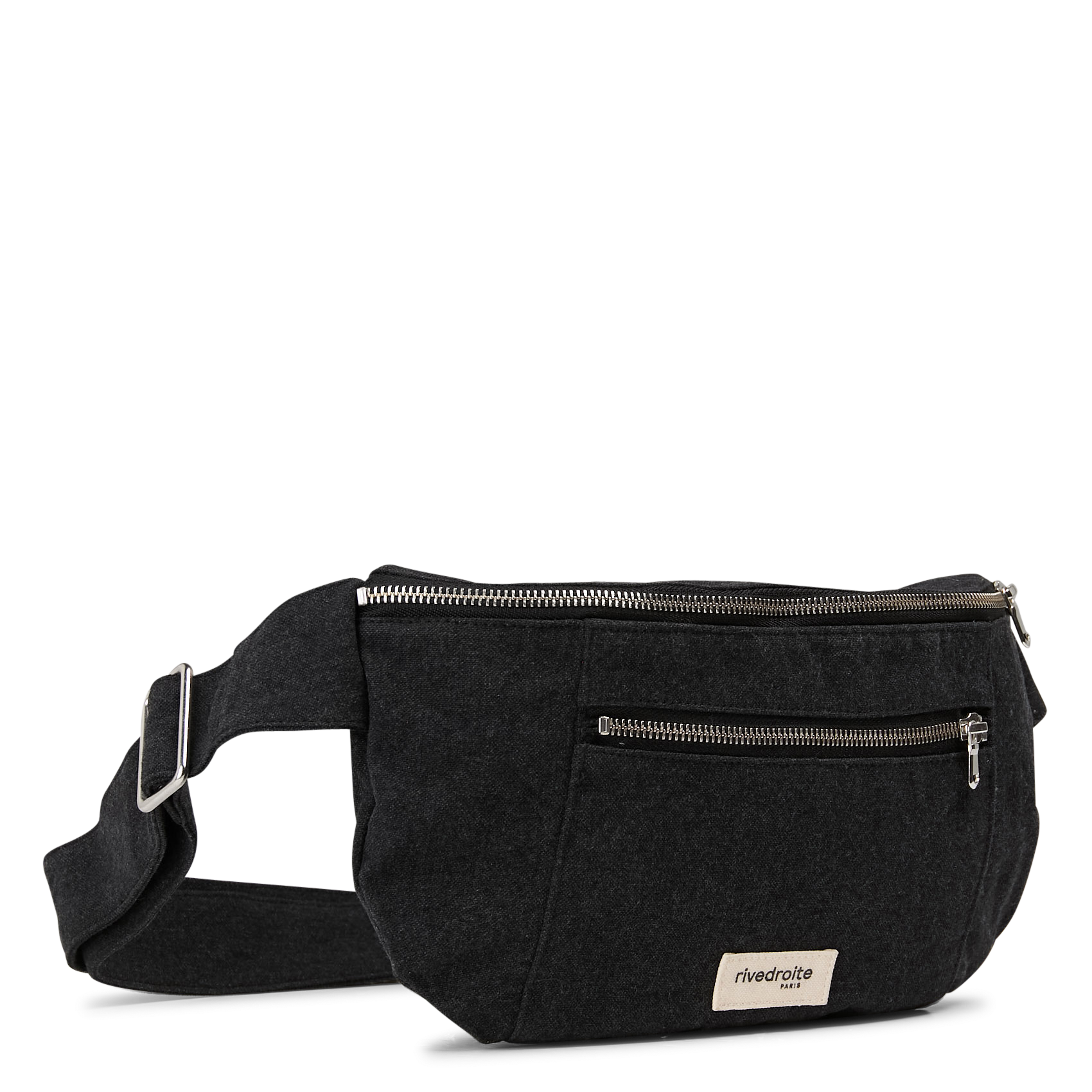 Solid zippered recycled cotton fanny pack RIVEDROITE PARIS Black