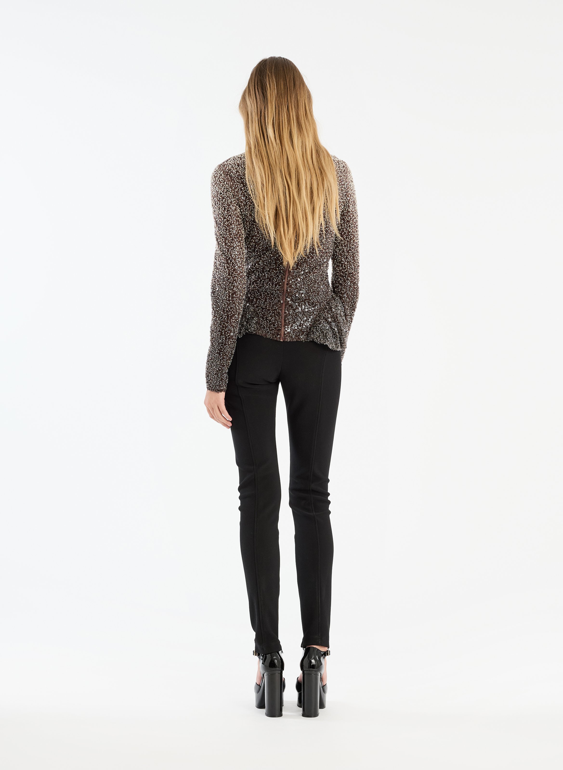 Fitted high-neck top in recycled fibers ROTATE Brown