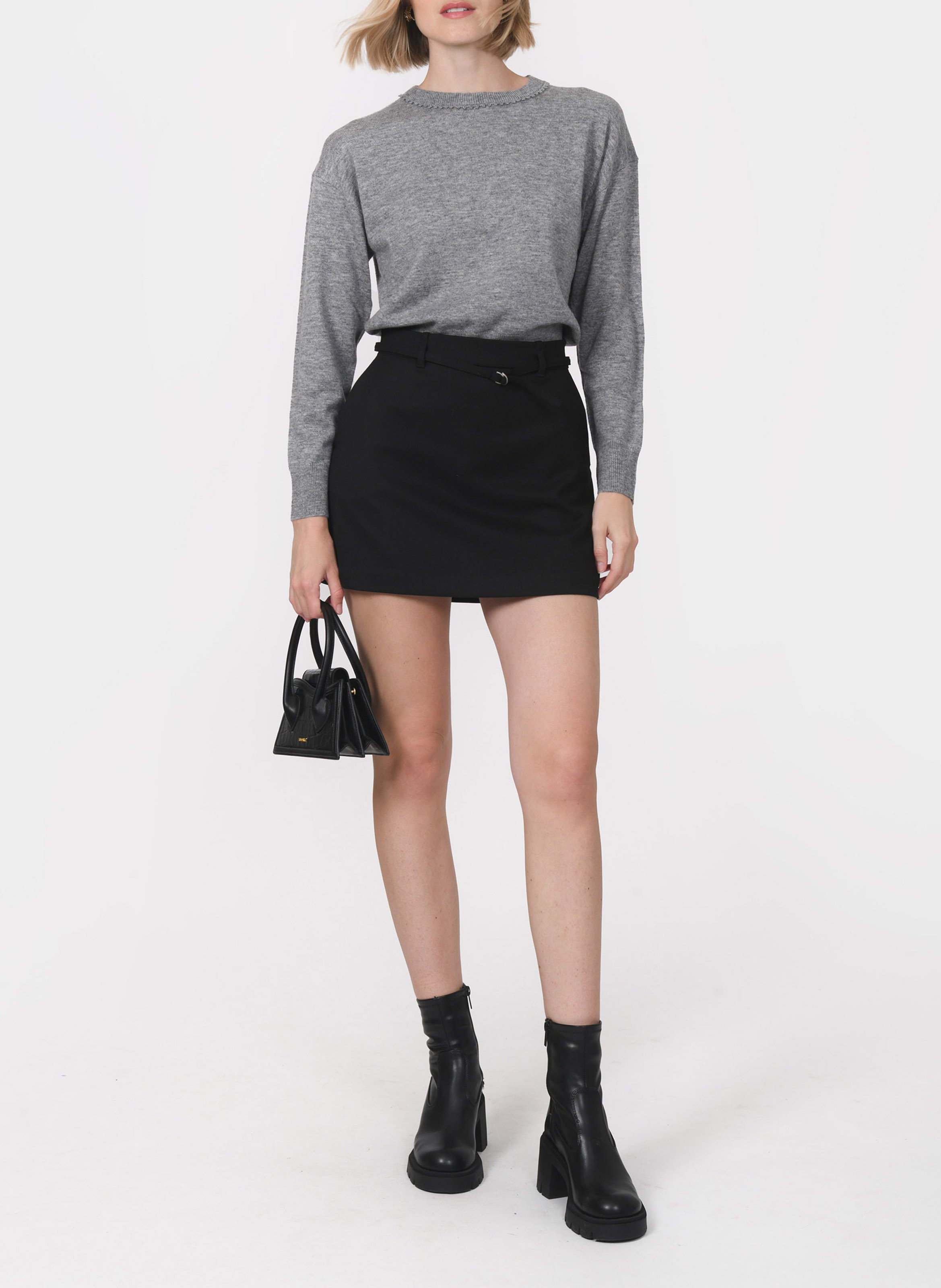 Kurzärmliger Pullover mit Rundhalsausschnitt KOOKAI Grau