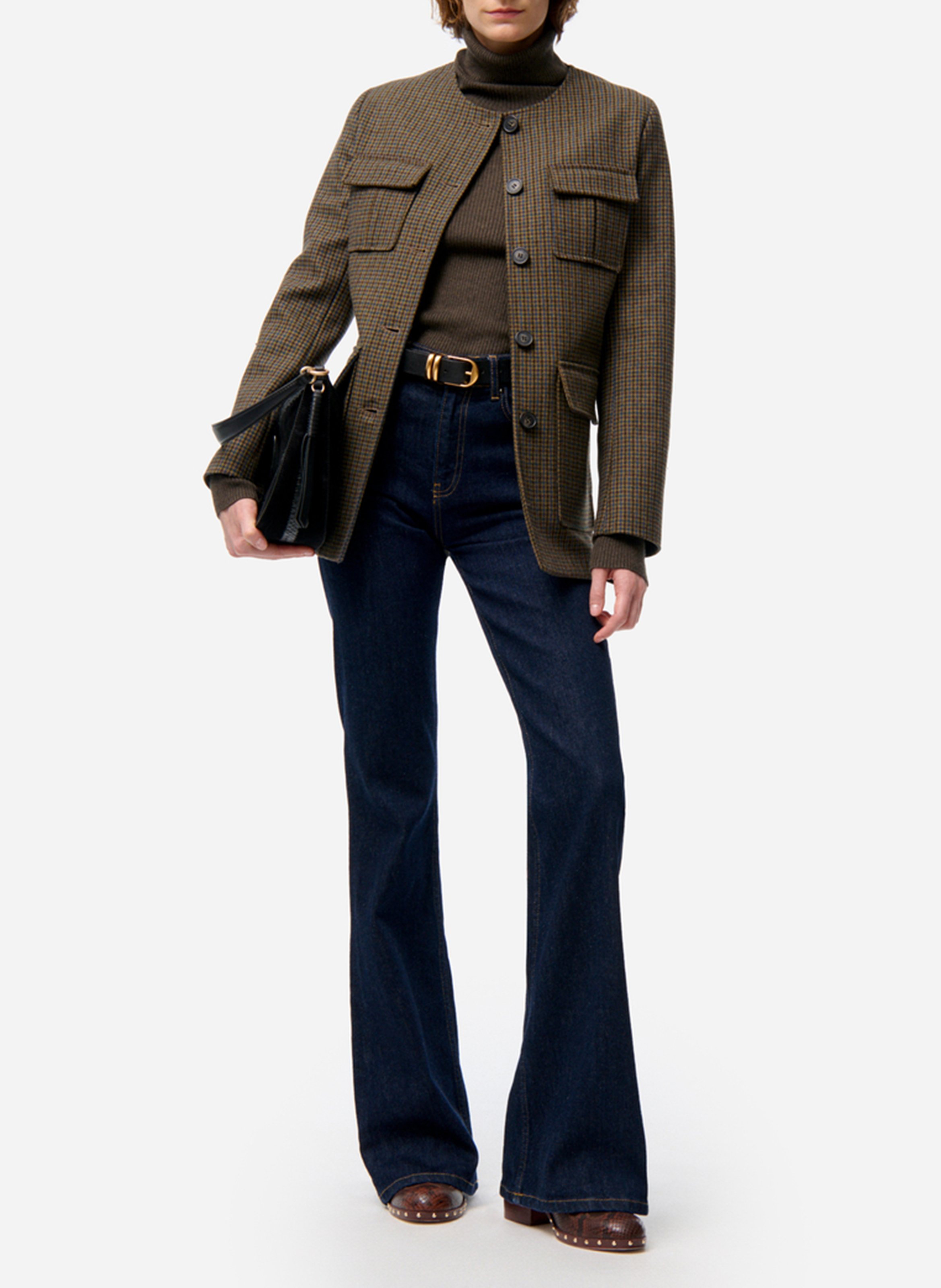 Round-neck wool-blend jacket VANESSA BRUNO Green