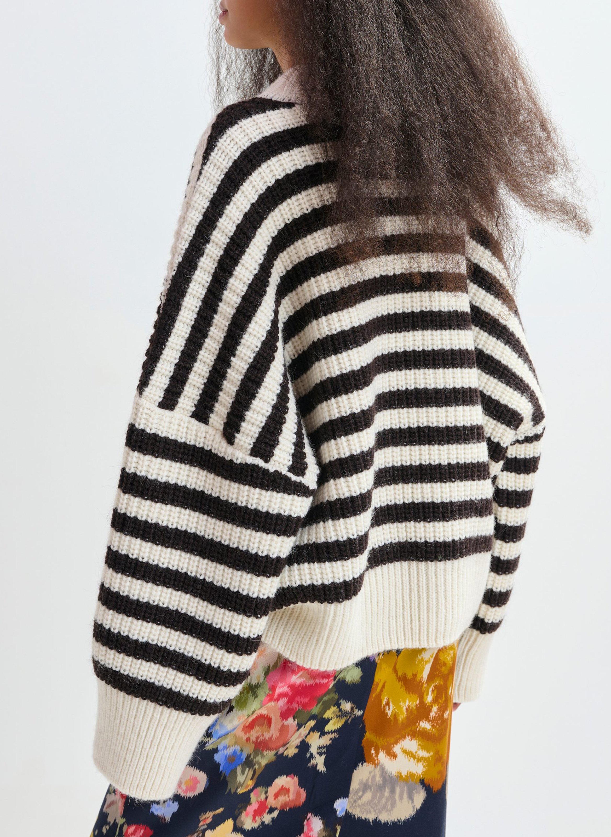 Pull oversize col rond en laine et alpaga ESSENTIEL ANTWERP Blanc