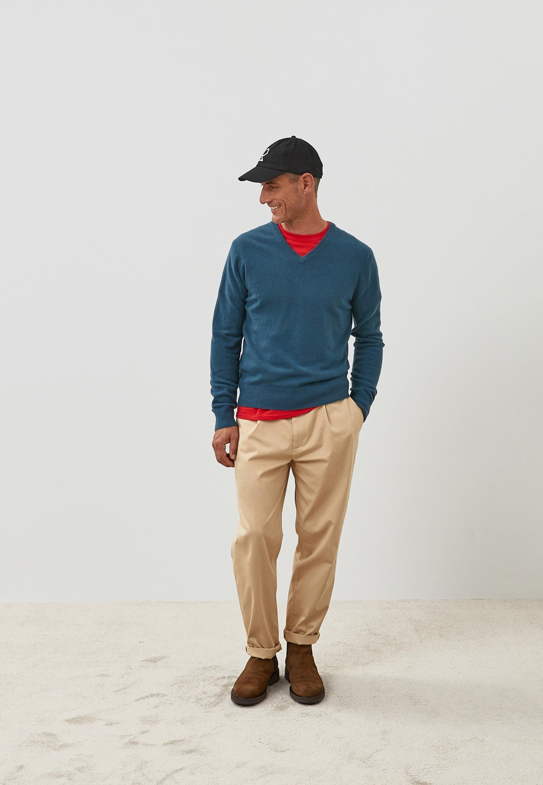 Men's V-neck cashmere sweater RODIER Blue