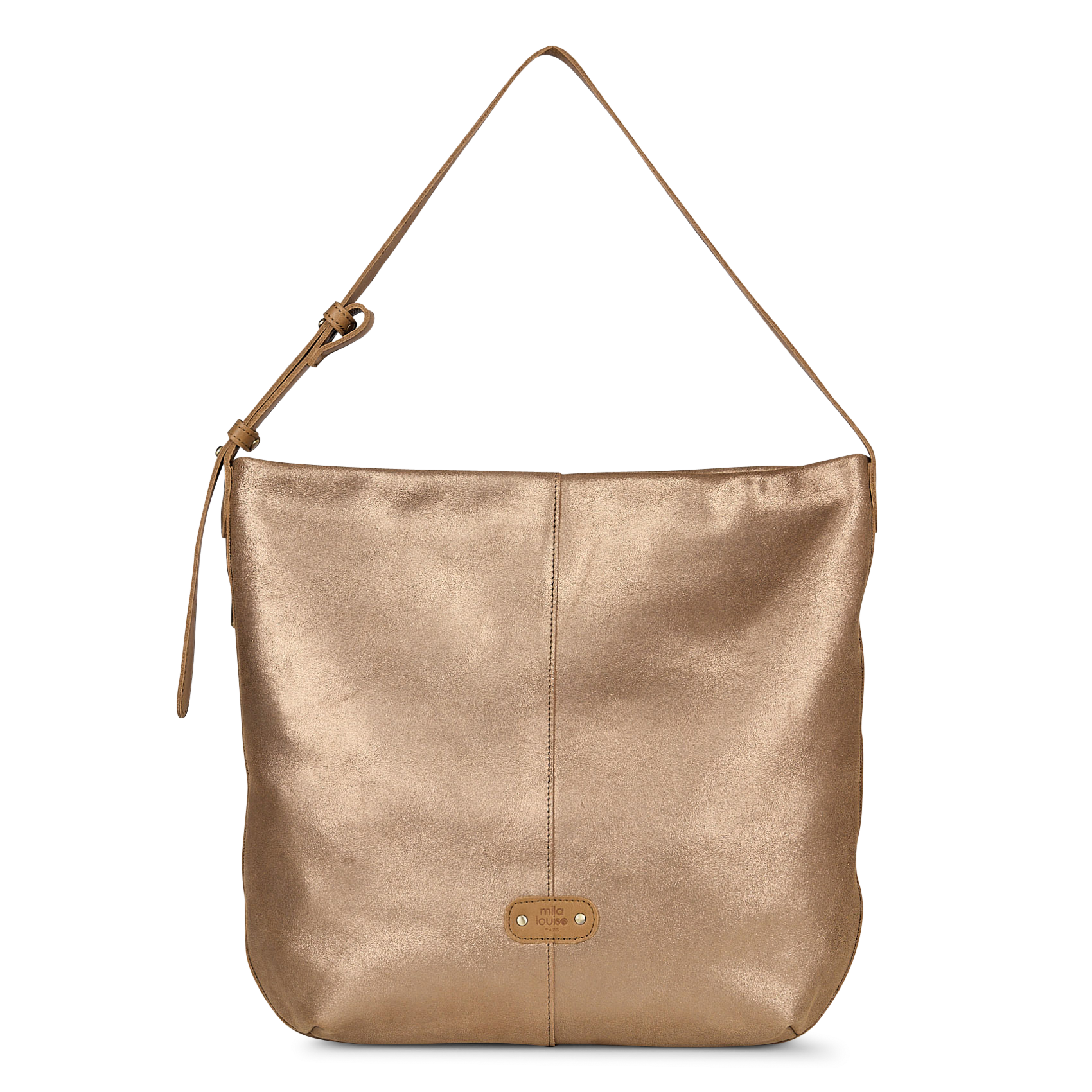 Sequined leather shoulder bag MILA LOUISE Brown