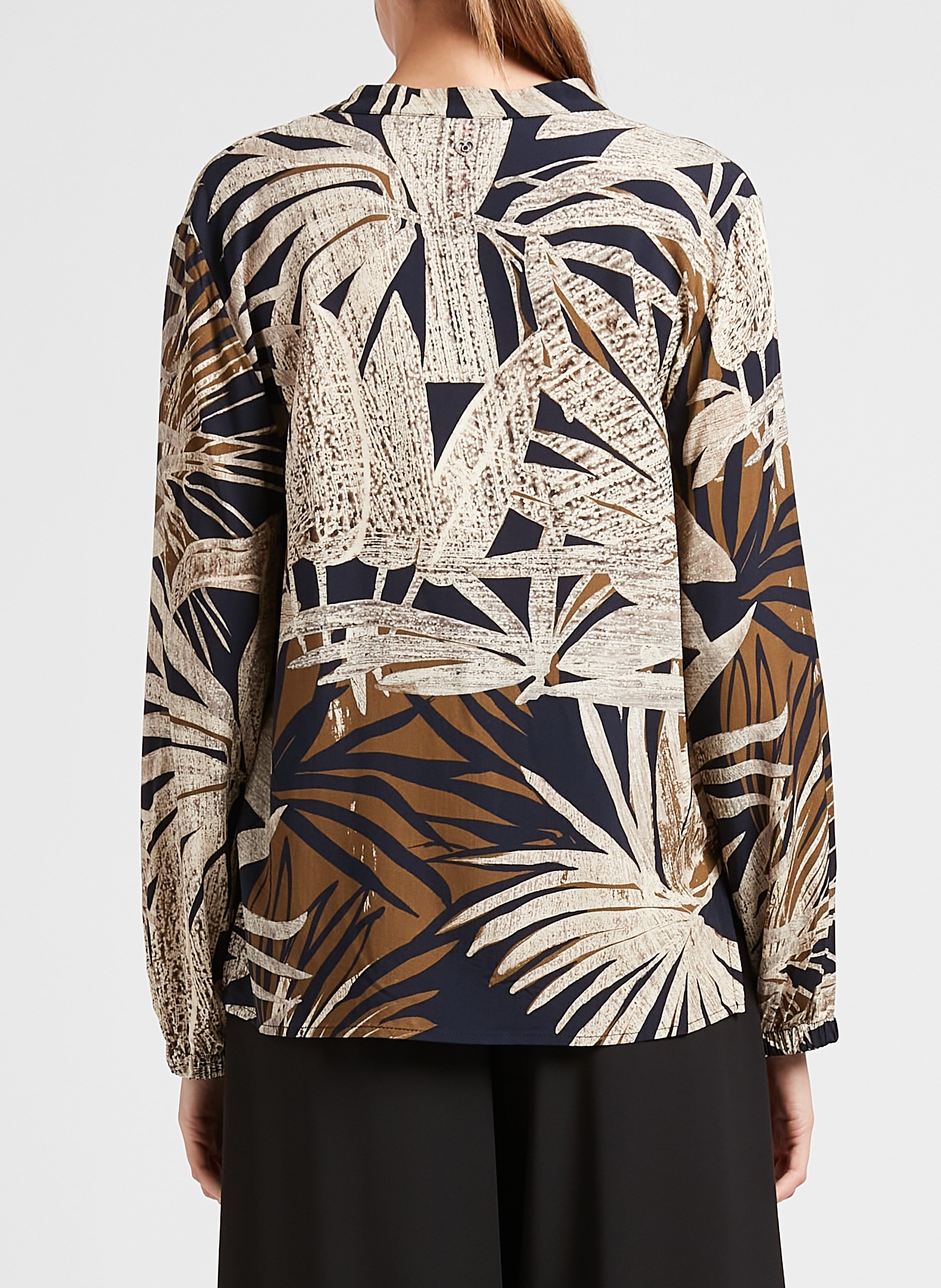 Bedruckte Bluse mit V-Ausschnitt PLEASE Schwarz