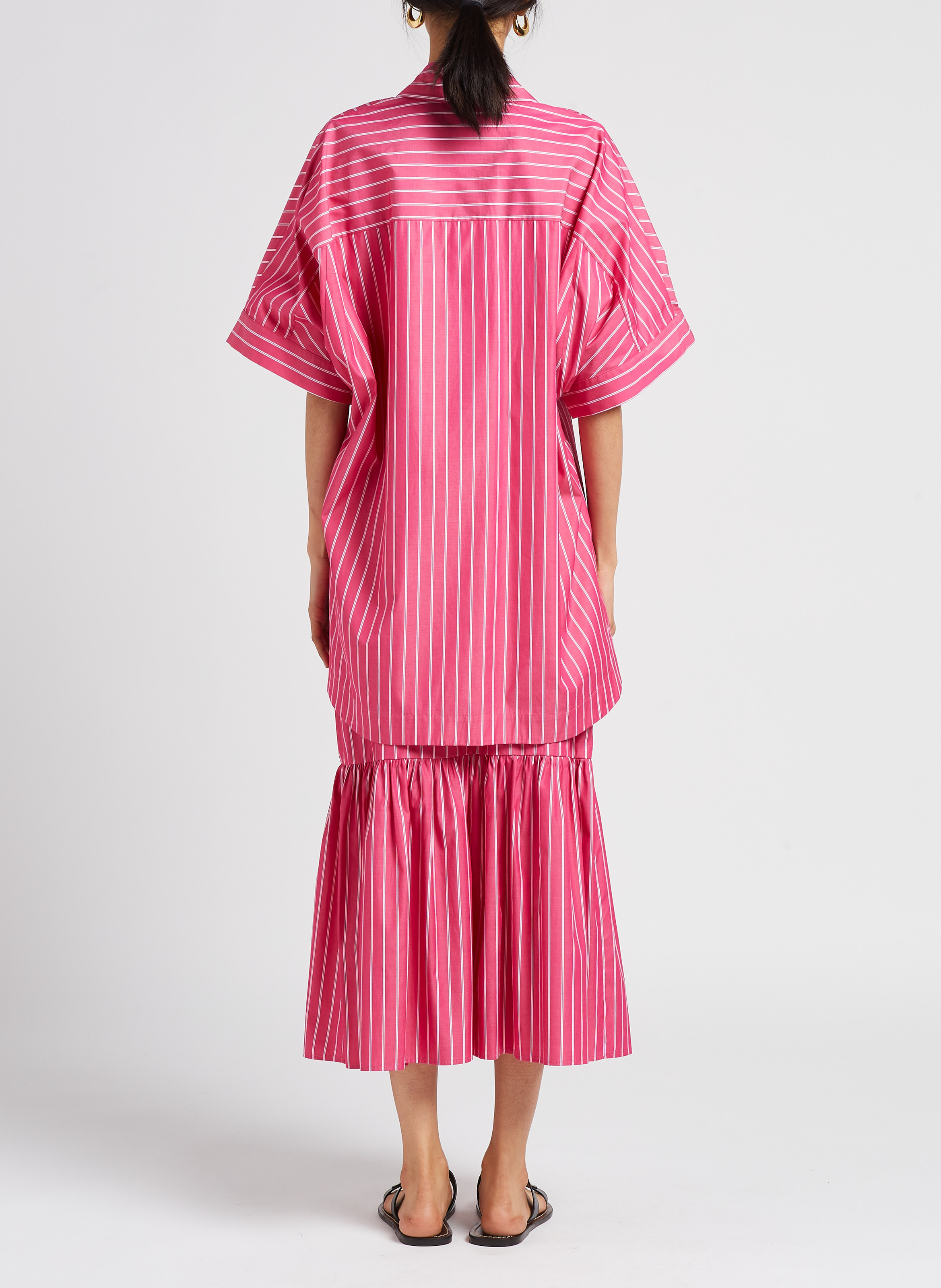 Halflange, katoenen rok met strepen MAX MARA LEISURE Roze