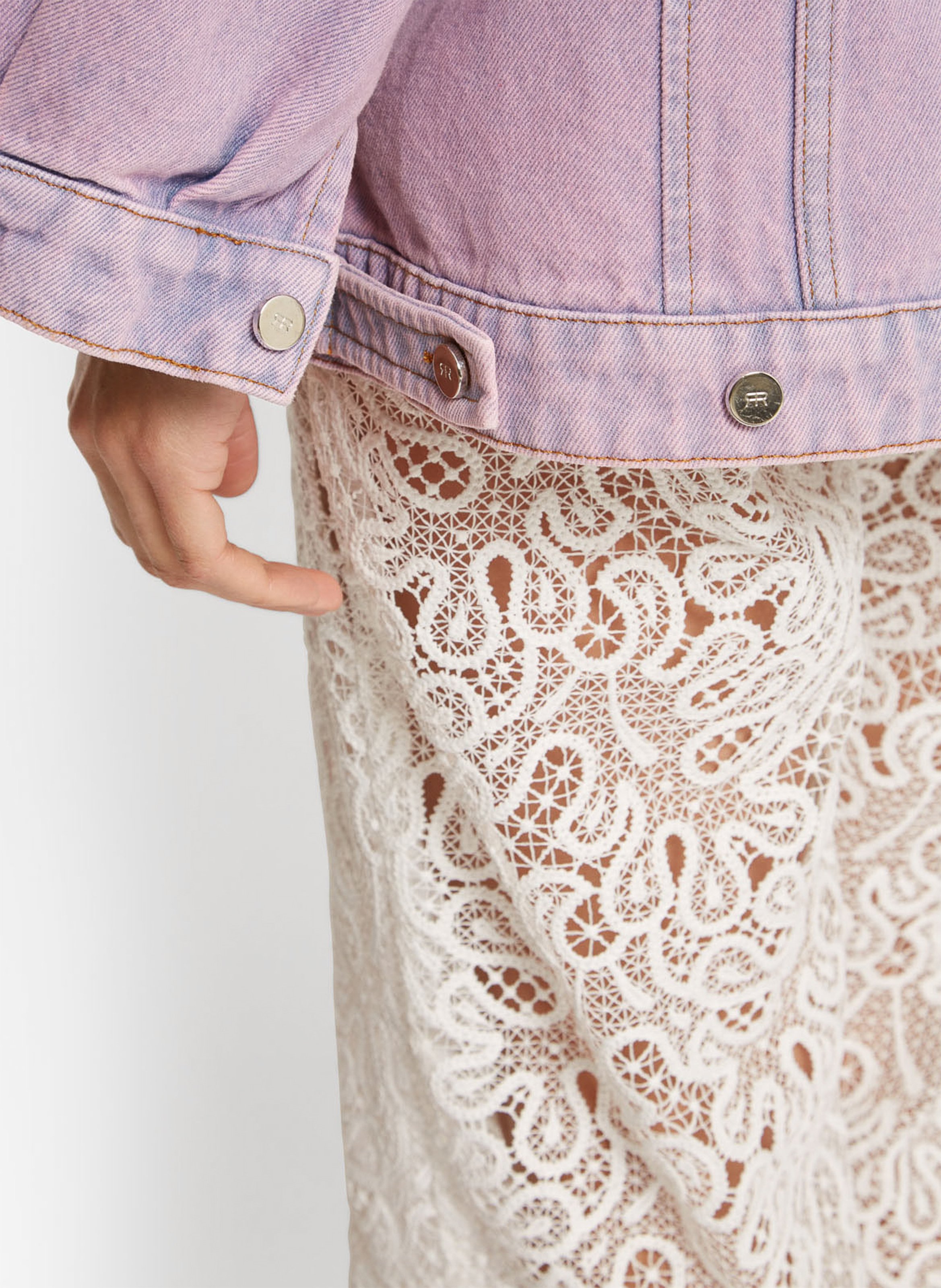 Veste en denim col classique ROSEANNA Rose