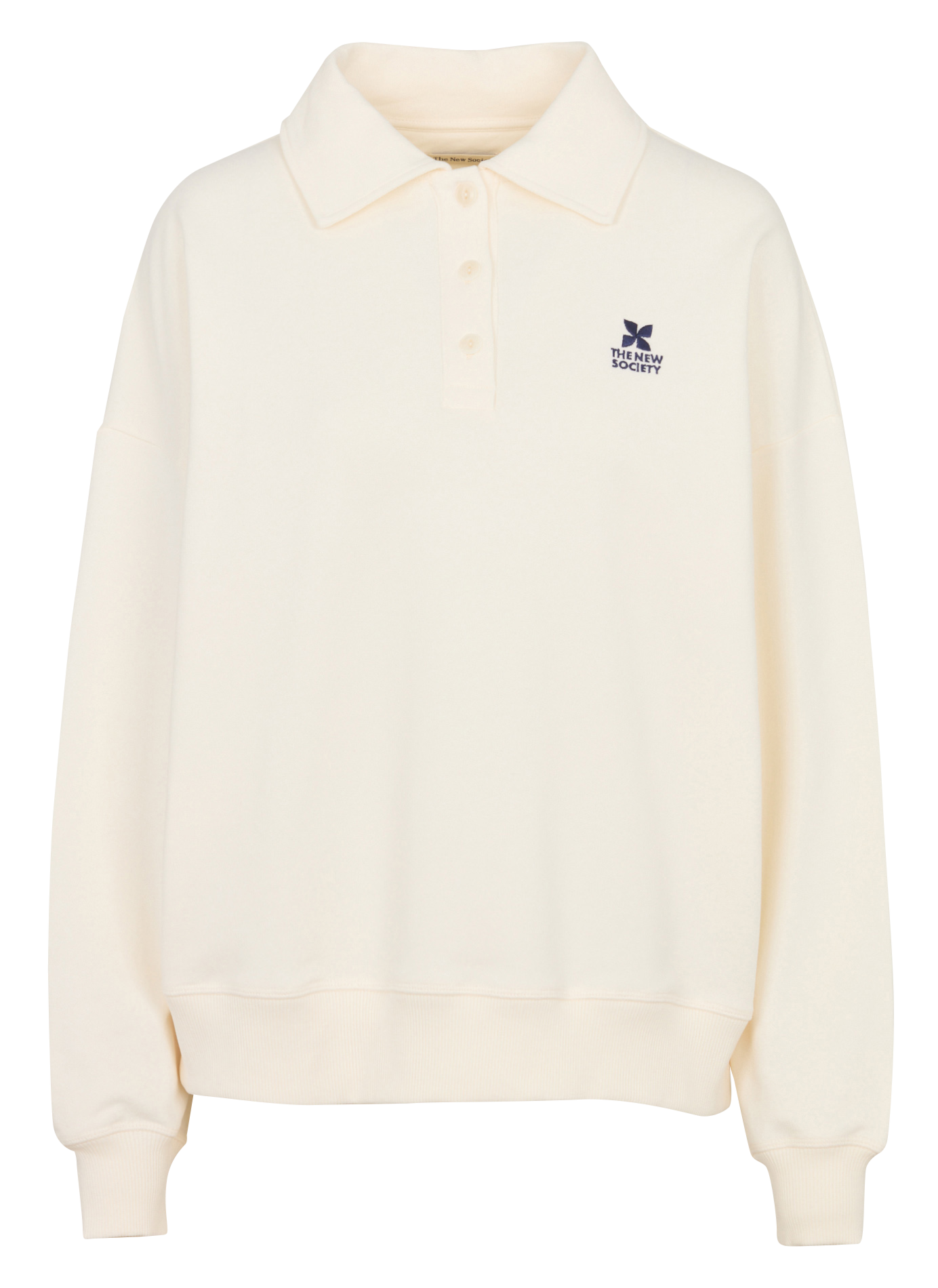 Sweat oversize col classique en coton THE NEW SOCIETY Beige