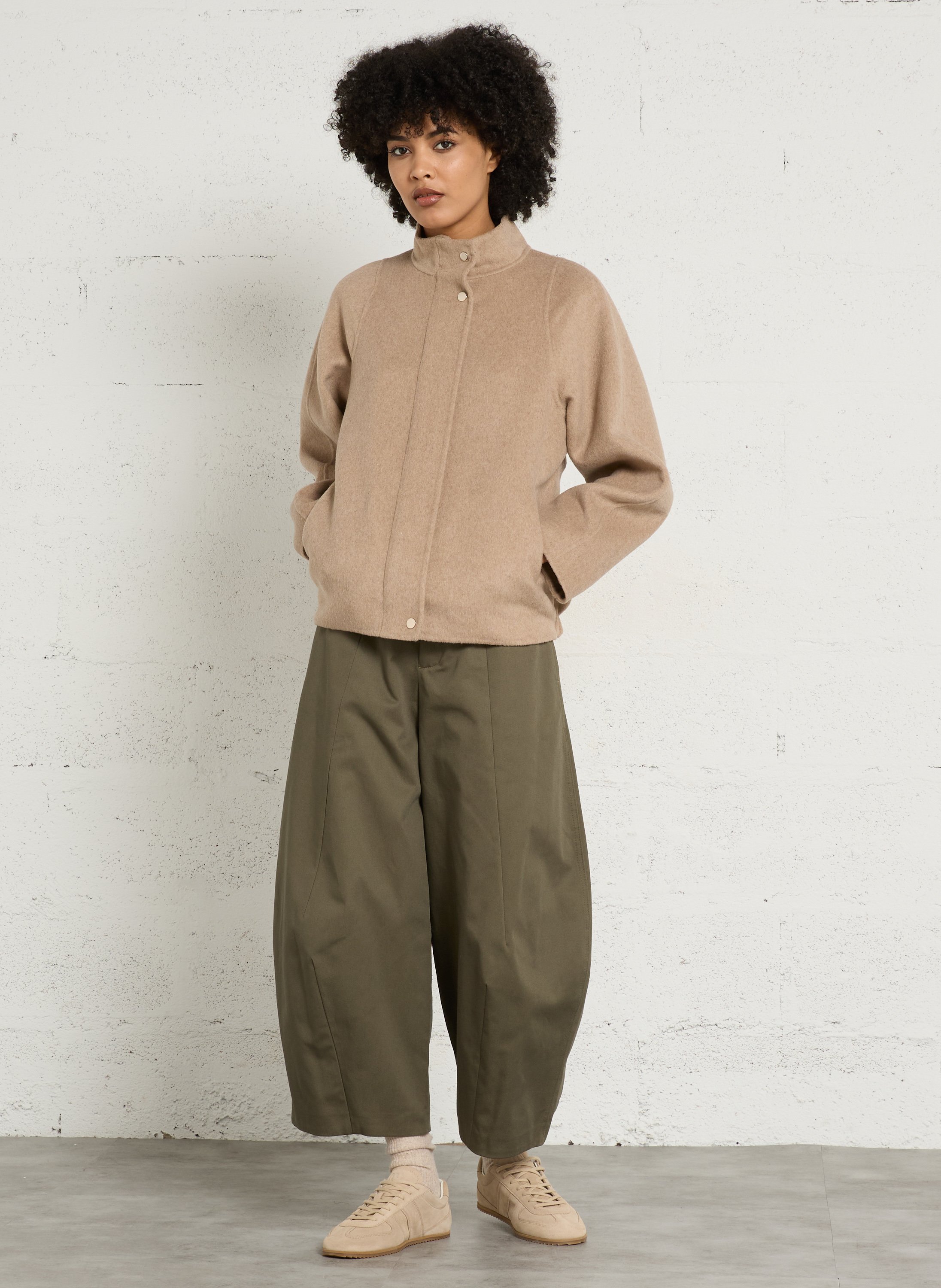 Manteau droit col montant zippé MAISON 123 Gris