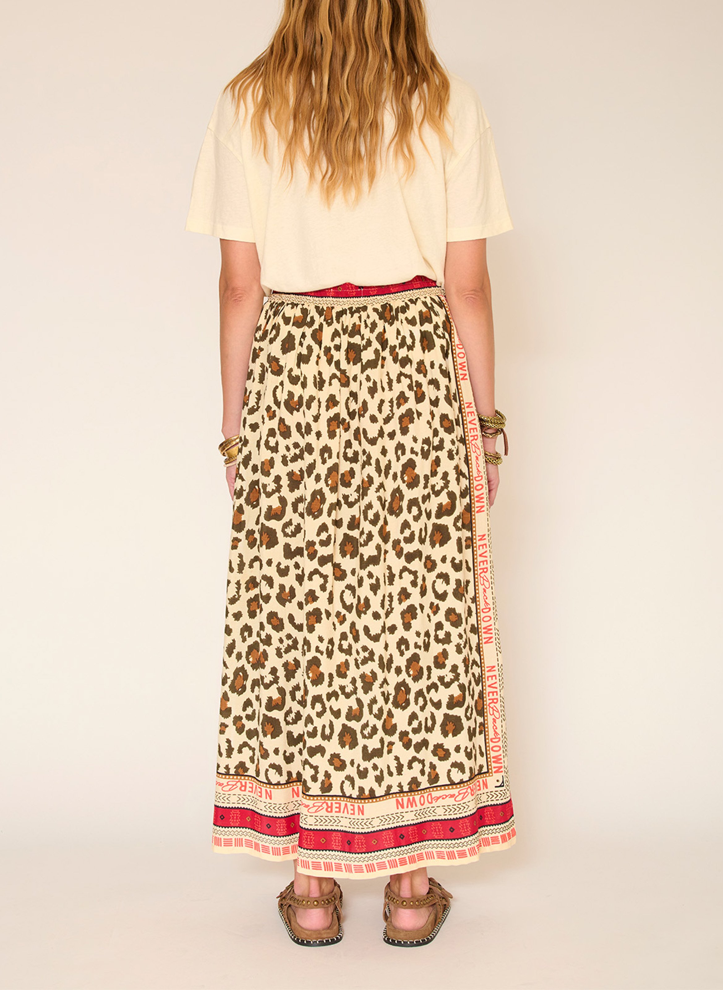 Kurzer Rock mit Print MKT Beige